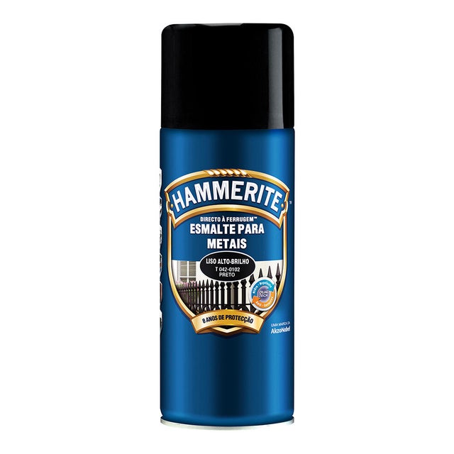 Spray esmalte para metais Hammerite brilhante 400ml preto