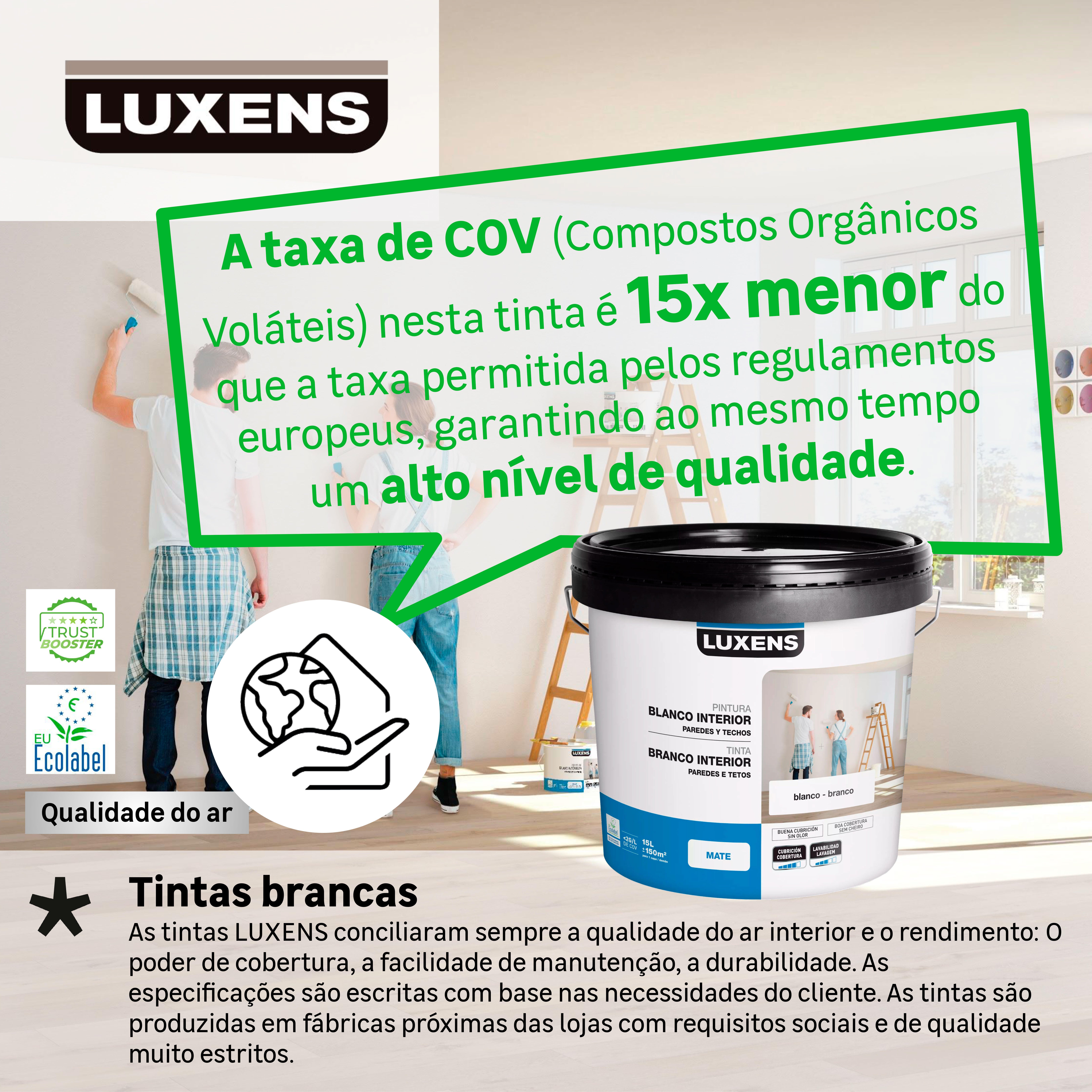 Tinta interior parede e tetos luxens branco mate 2,5L - 4