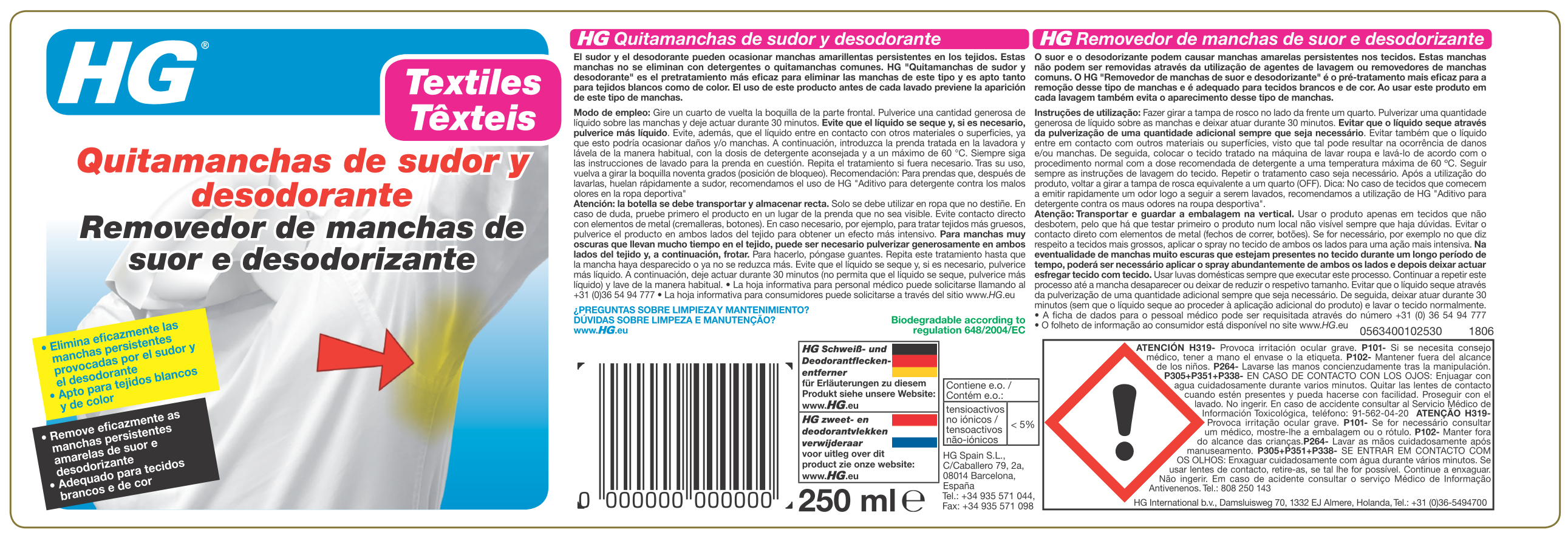 Removedor de manchas suor HG 250ML - 4