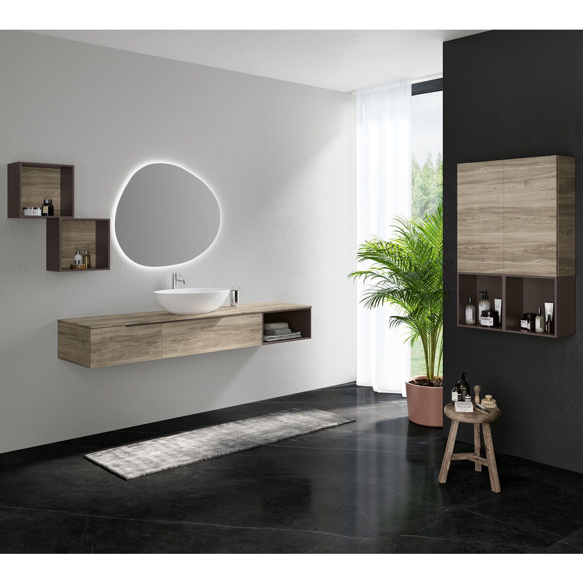 Specchio con illuminazione integrata bagno ovale Eklettica L 90 x H 78 x P 2.5 cm grigio / argento - 4