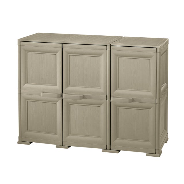 Armadio basso Omnimodus TONTARELLI in resina, tortora L 118.15 x H 85.5 x P 43 cm 3 ante, adatto per interno/esterno