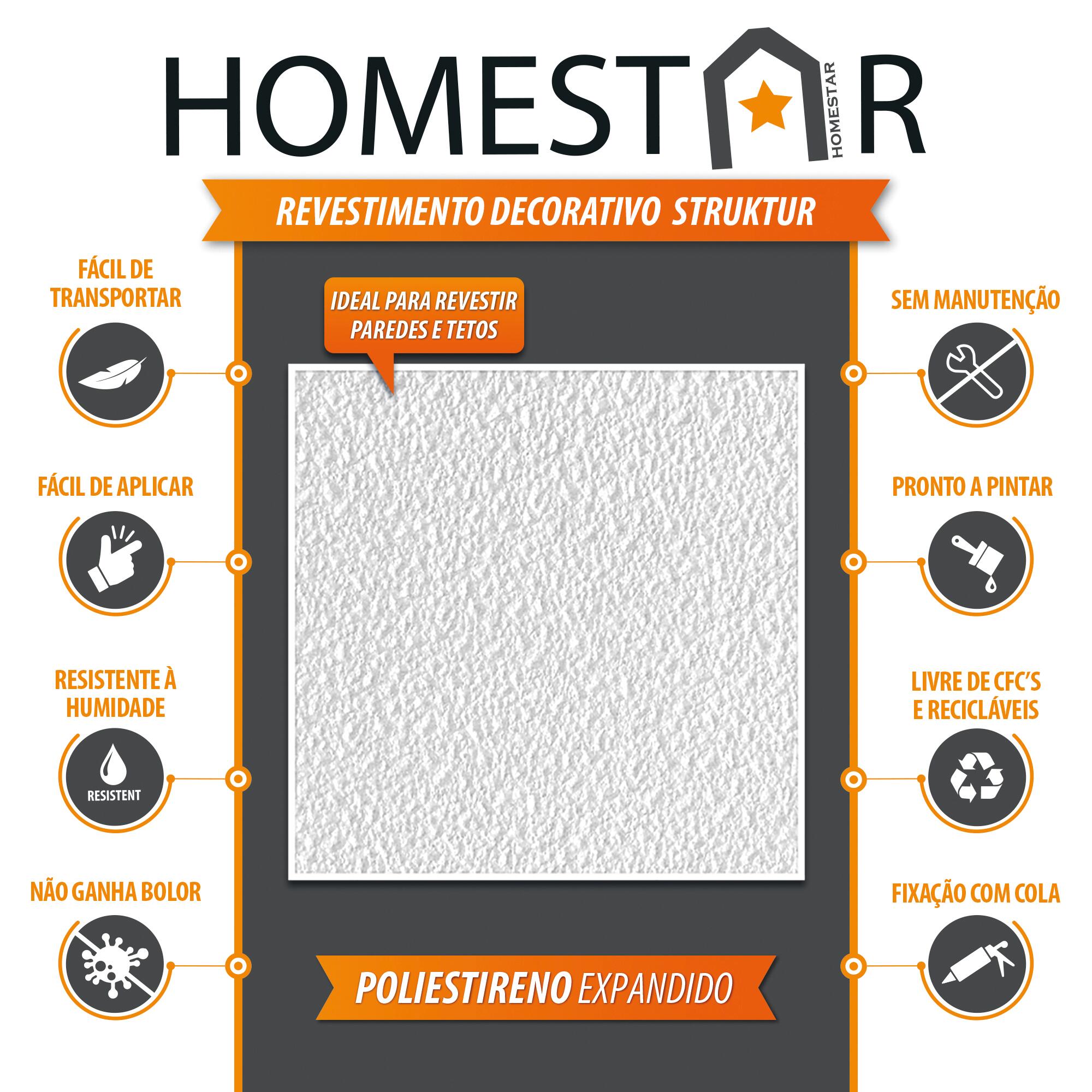 Placas de teto decorativas 500x500 mm HOMESTAR EPS Struktur (Pack 8un) - 3
