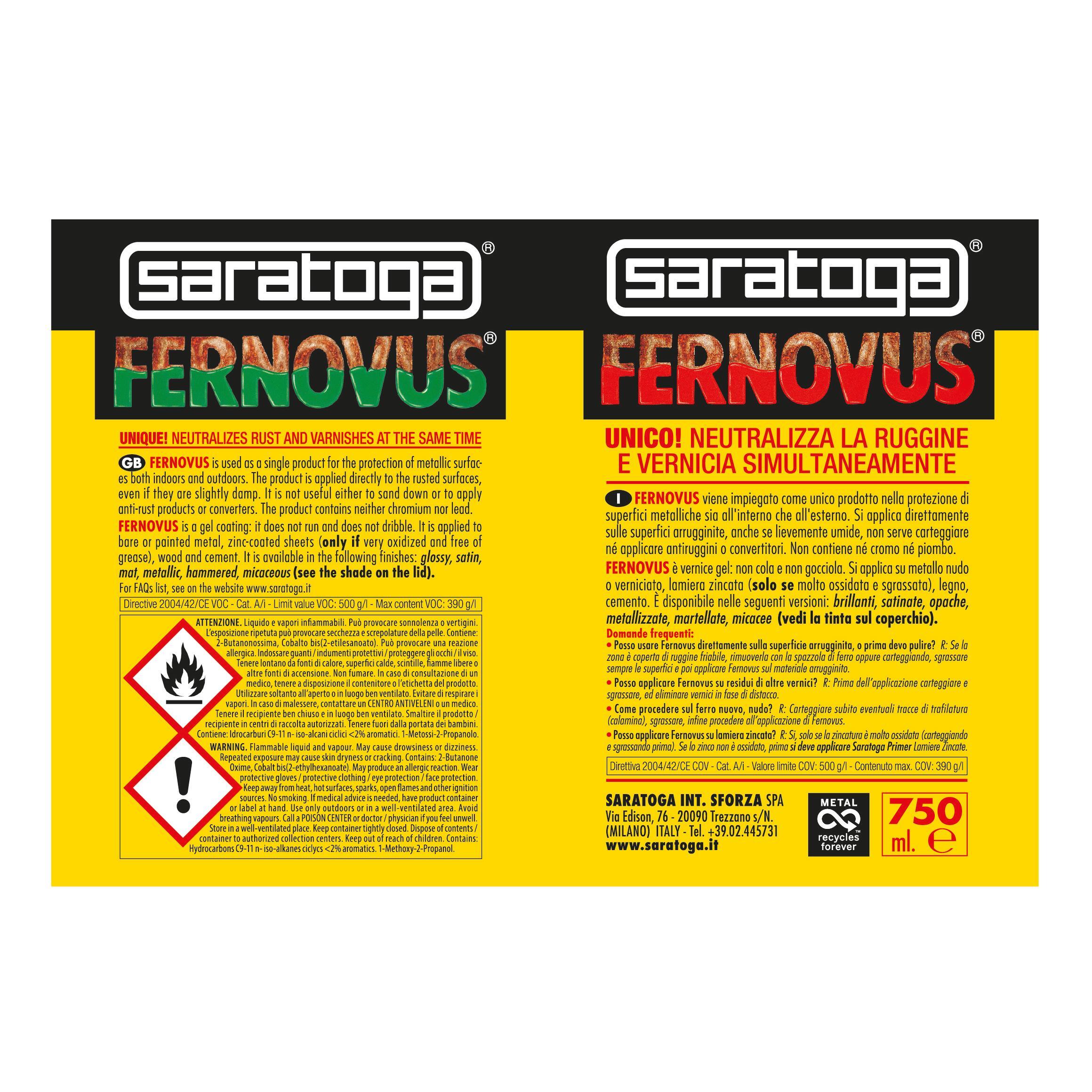 Vernice da esterno antiruggine per ferro SARATOGA Fernovus grigio medievale, martellato opaco, 0.75 l - 4