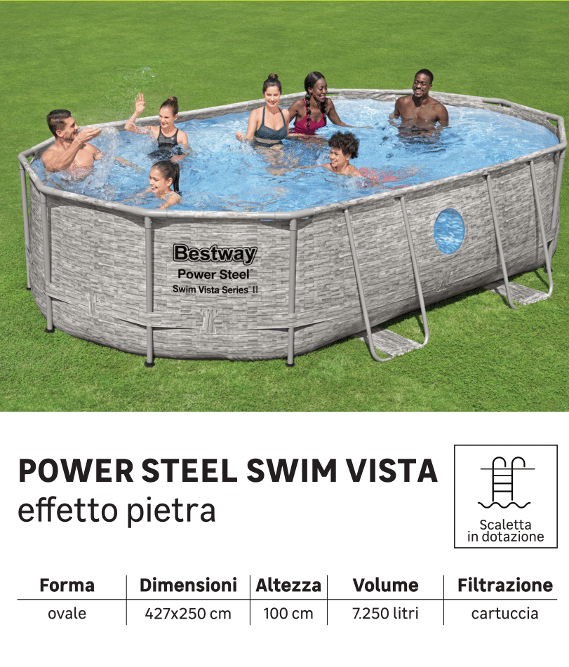 Piscina fuori terra tubolare BESTWAY Swimvista grigio H 1 x L int 4.27 x 2.5 m - 12