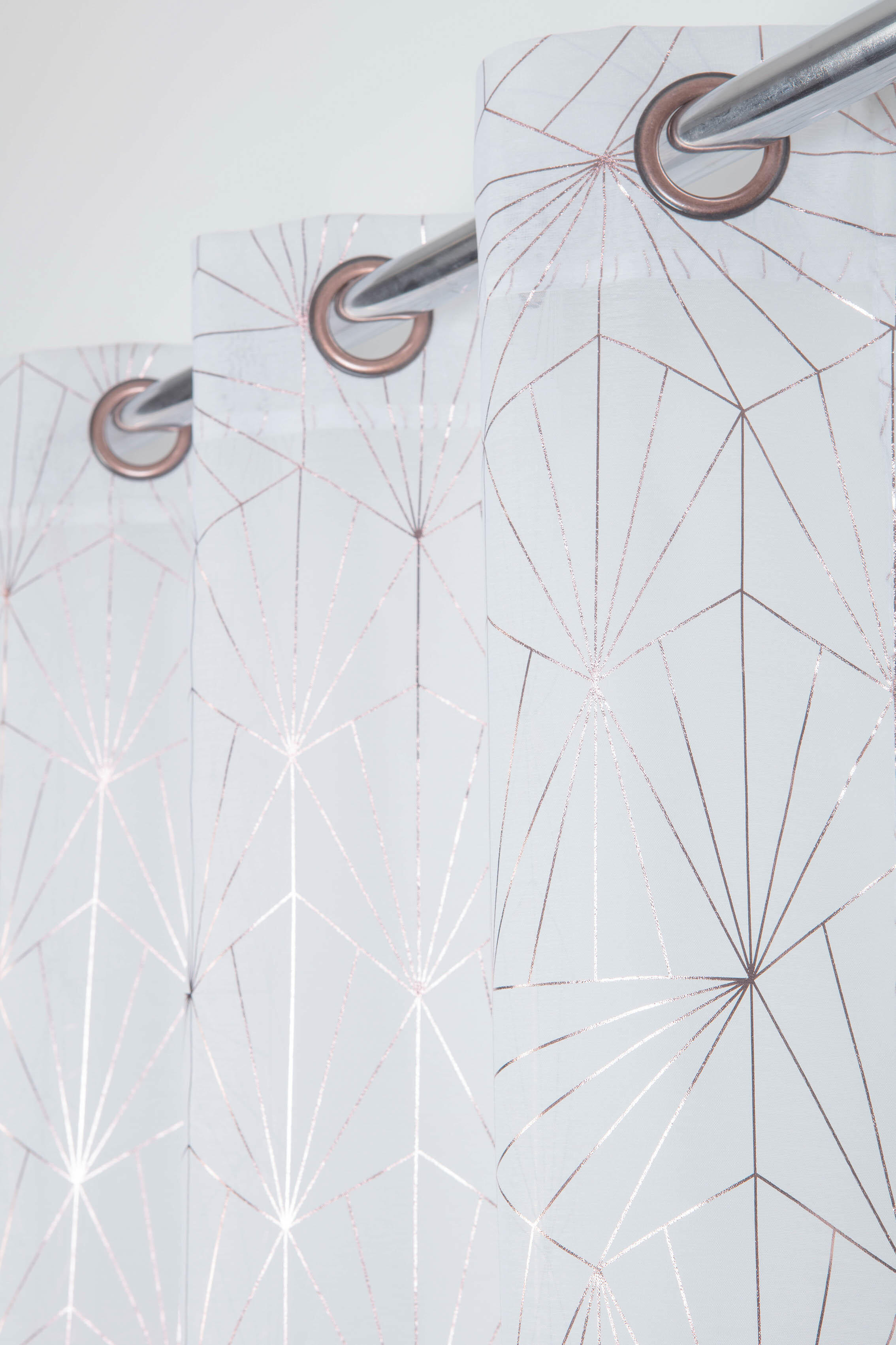 Cortinado ilhós Luciana 140x280cm branco rosa - 3