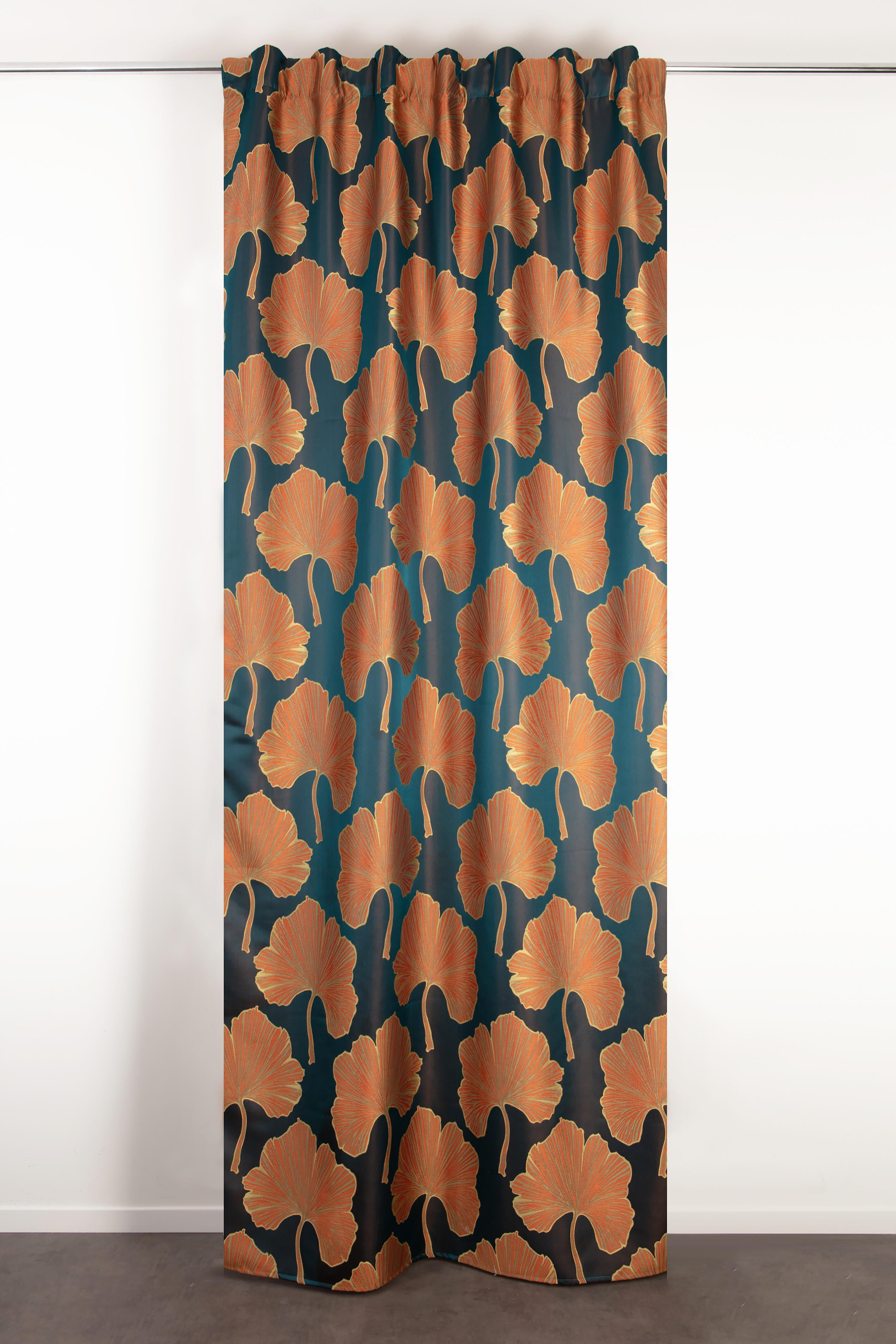 Tenda Ginko blu, fettuccia e passanti nascosti 135x280 cm - 2