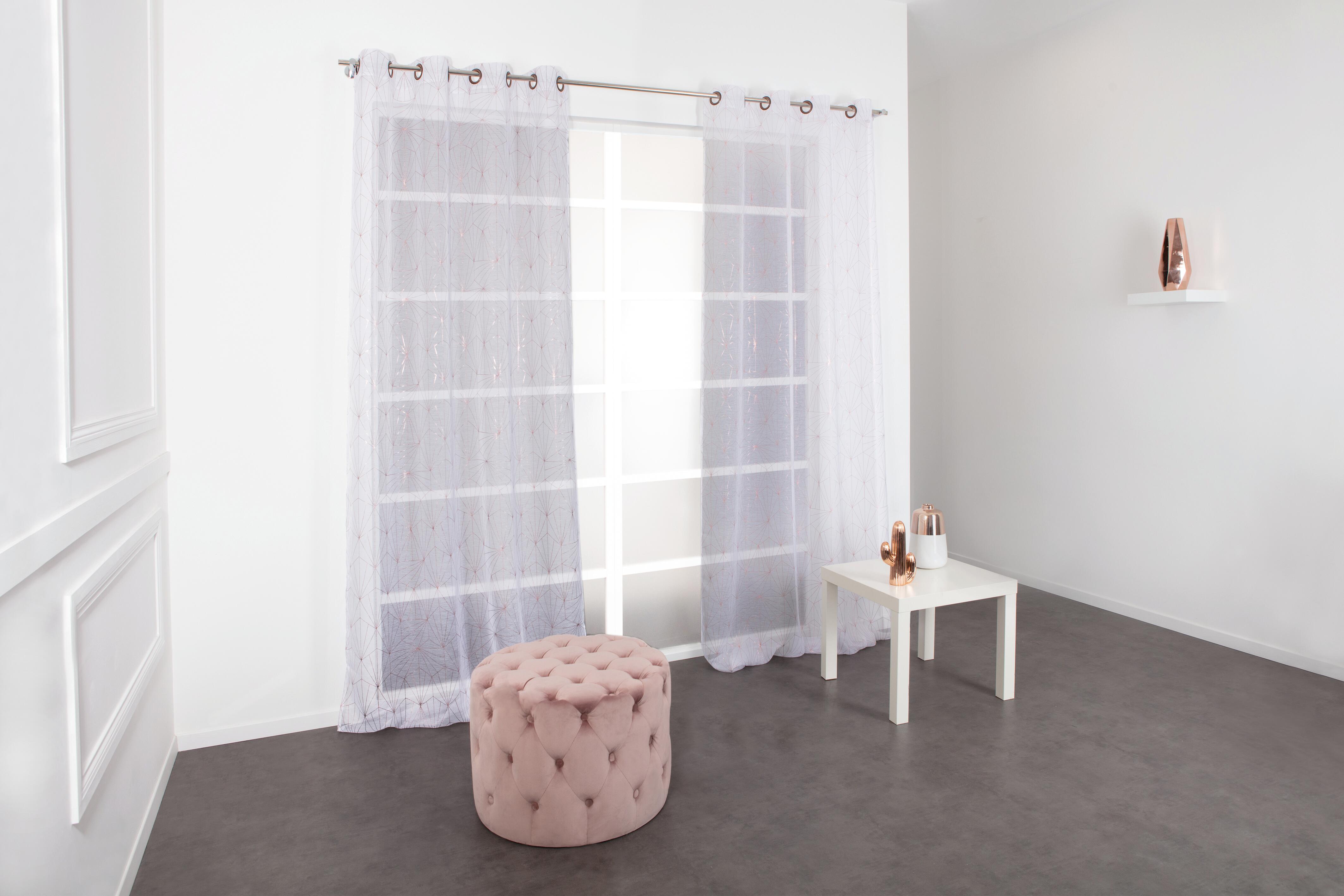 Cortinado ilhós Luciana 140x280cm branco rosa - 2