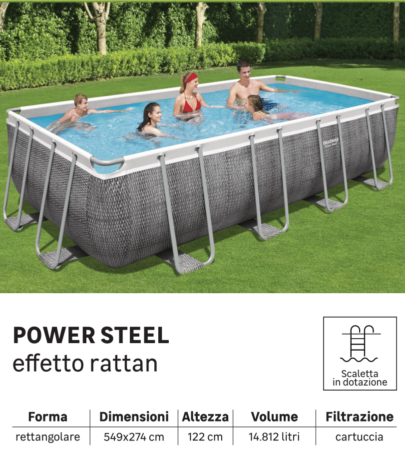 Piscina fuori terra tubolare BESTWAY Power Steel grigio 549 x 274 x 122 cm - 9