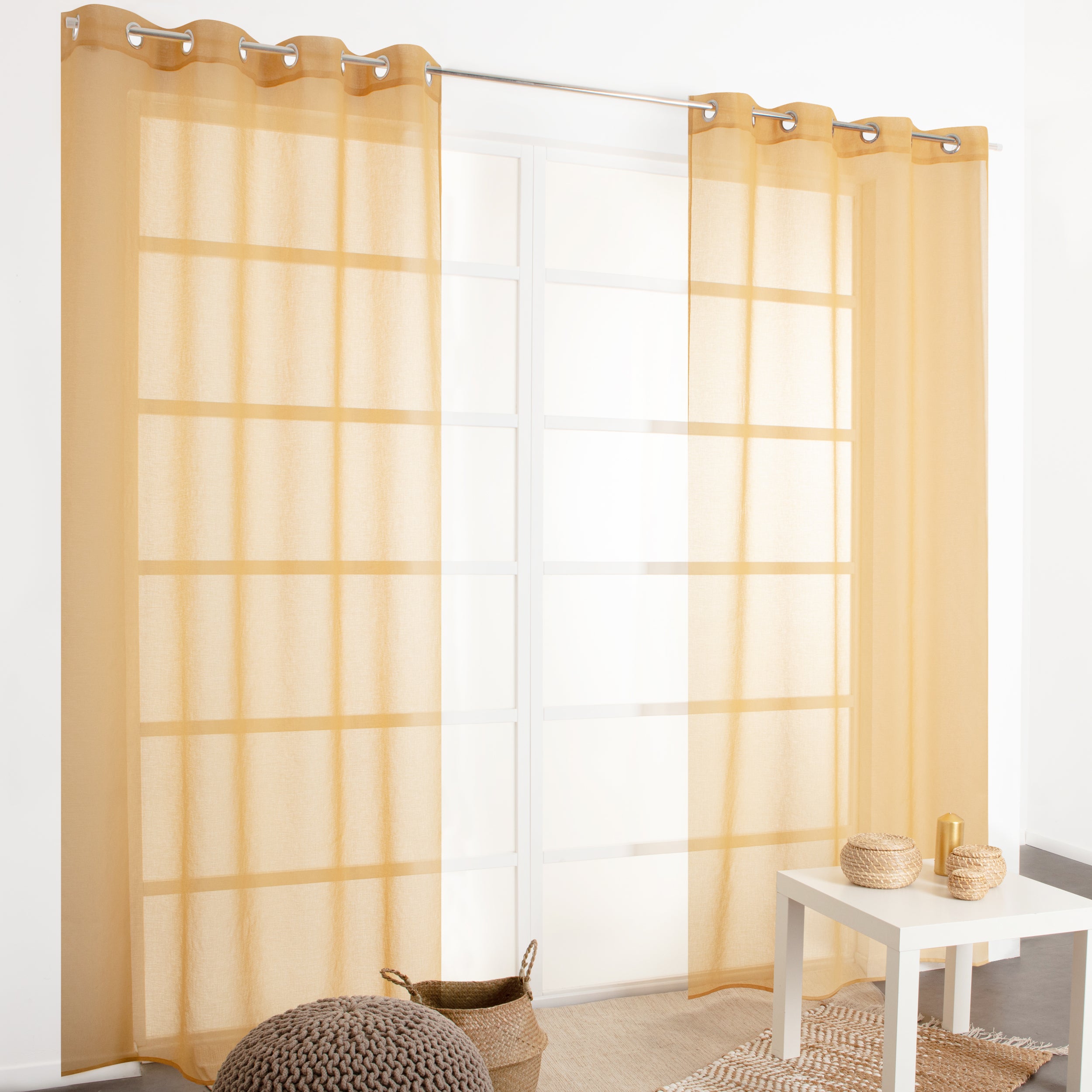 Cortinado ilhós Home 140x240cm amarelo caril - 3