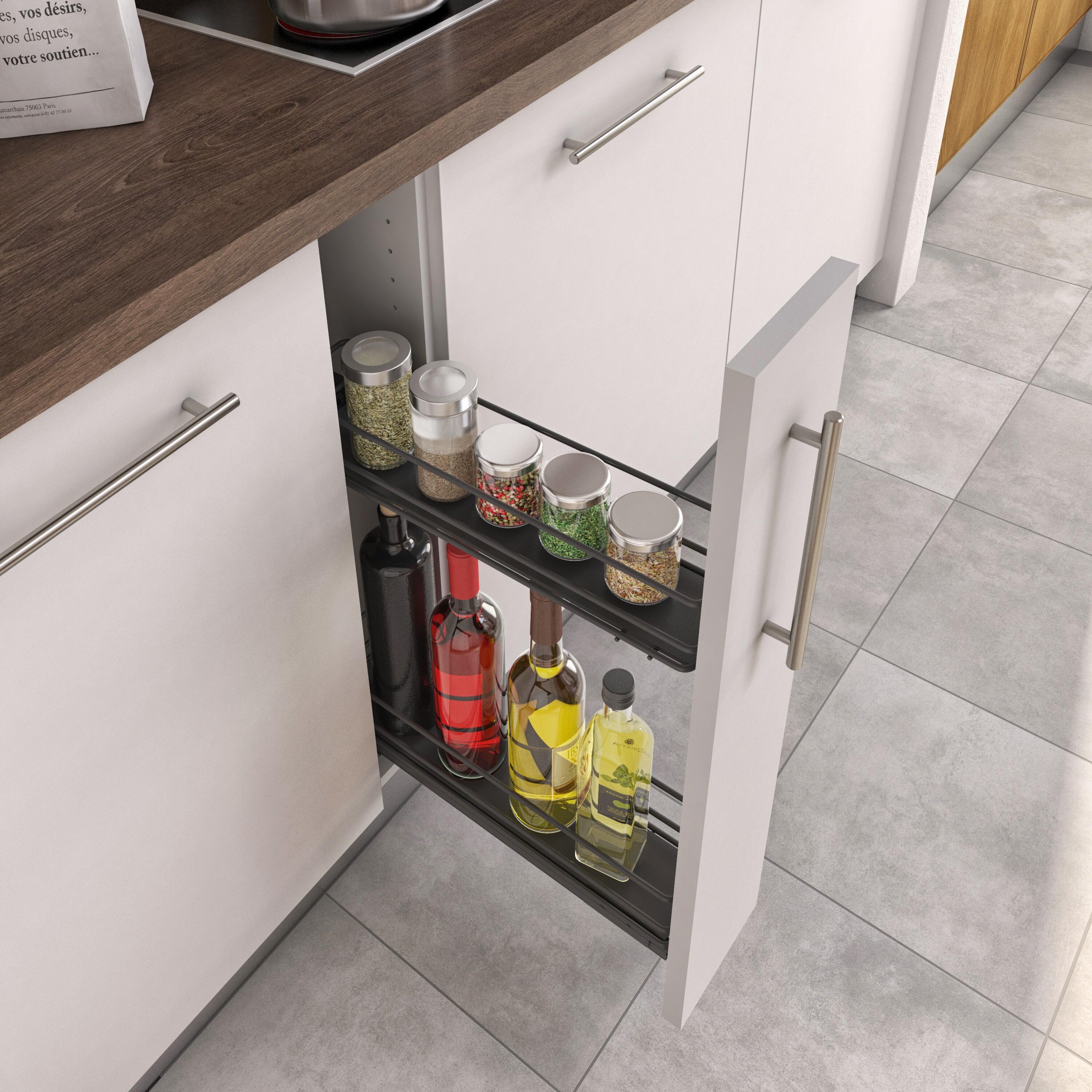 Cesto portaoggetti per mobile basso estraibile da avvitare in acciaio antracite L 11.8 x H 51 x P 46.5 cm - 8