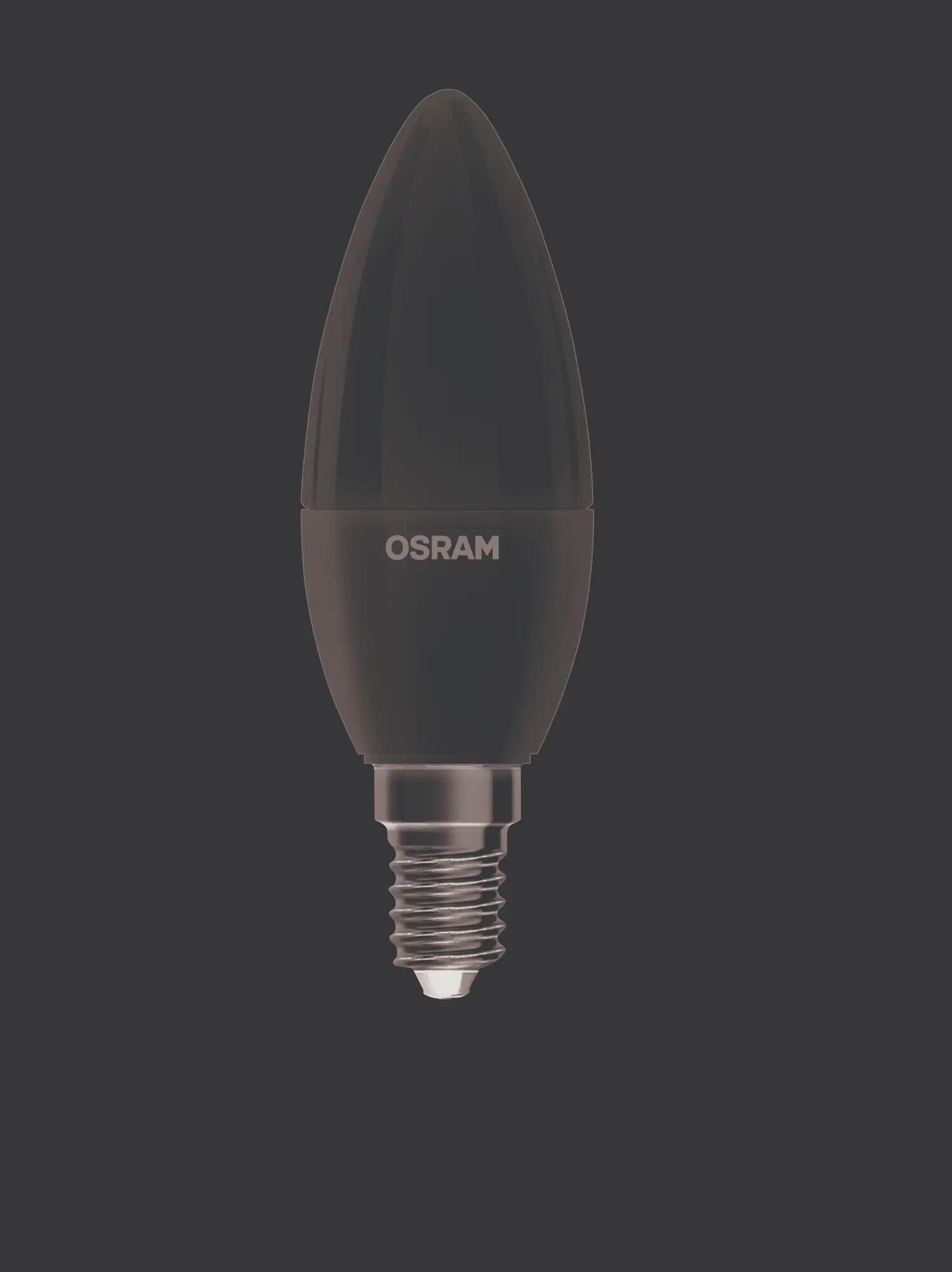 Set da 4 lampadine LED, E14 goccia, fumé, luce calda, 5.5W= 470 LM (equiv 40 W), 220°, OSRAM - 2