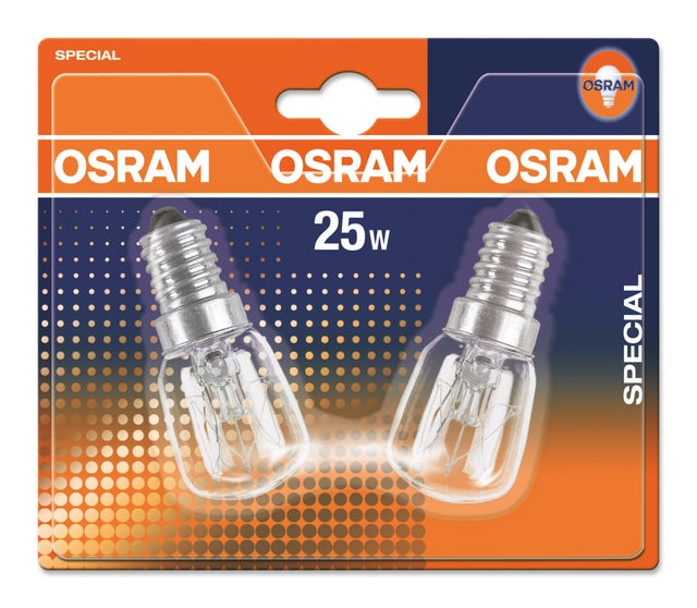 Pack 2 Lâmpadas incandescente E14 frigorifico/forno 190 lm Osram