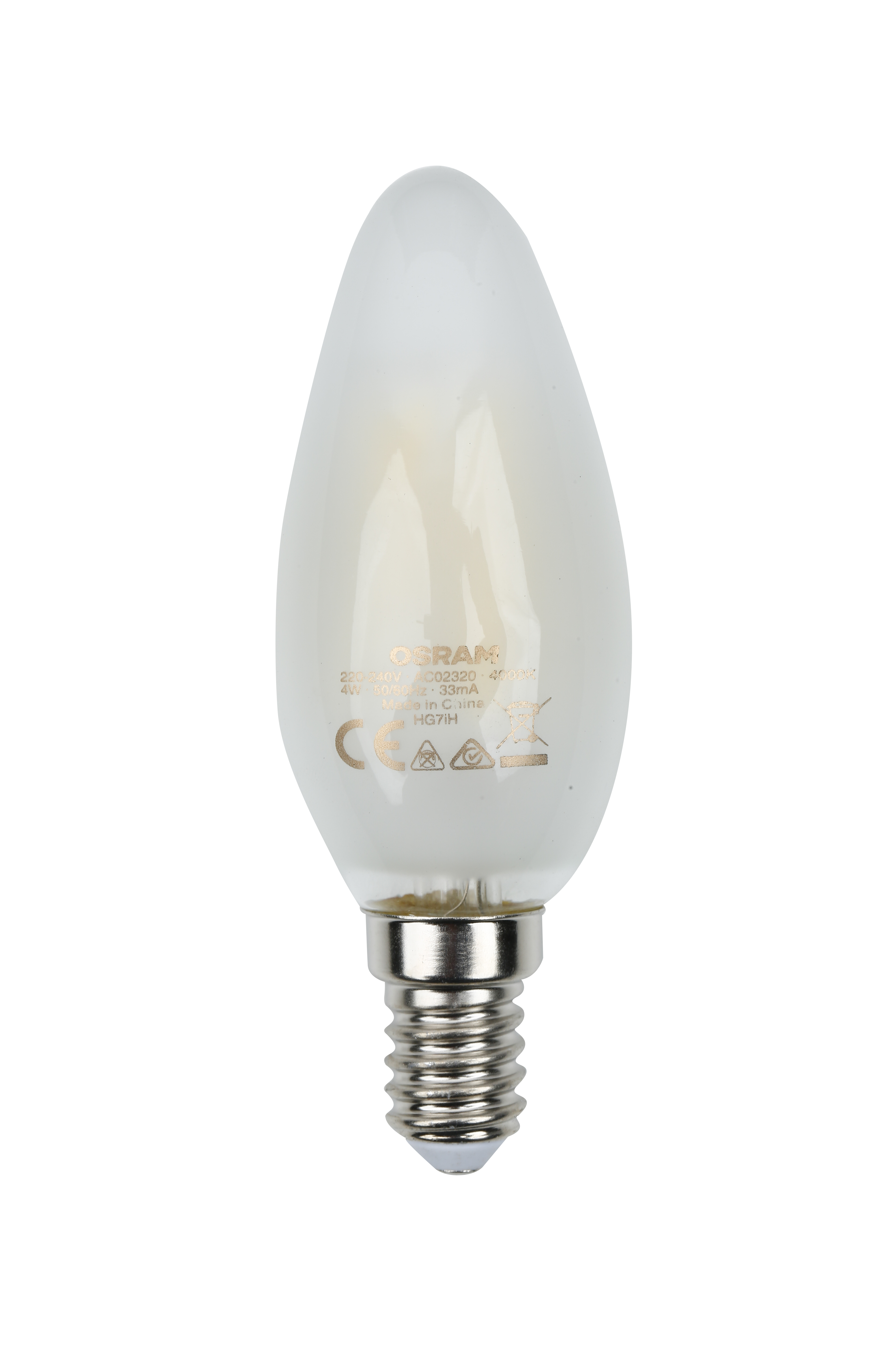 Lampadina LED, E14 oliva, smerigliato, luce naturale, 4W = 470 LM (equiv 40 W) classe energetica A, OSRAM - 6