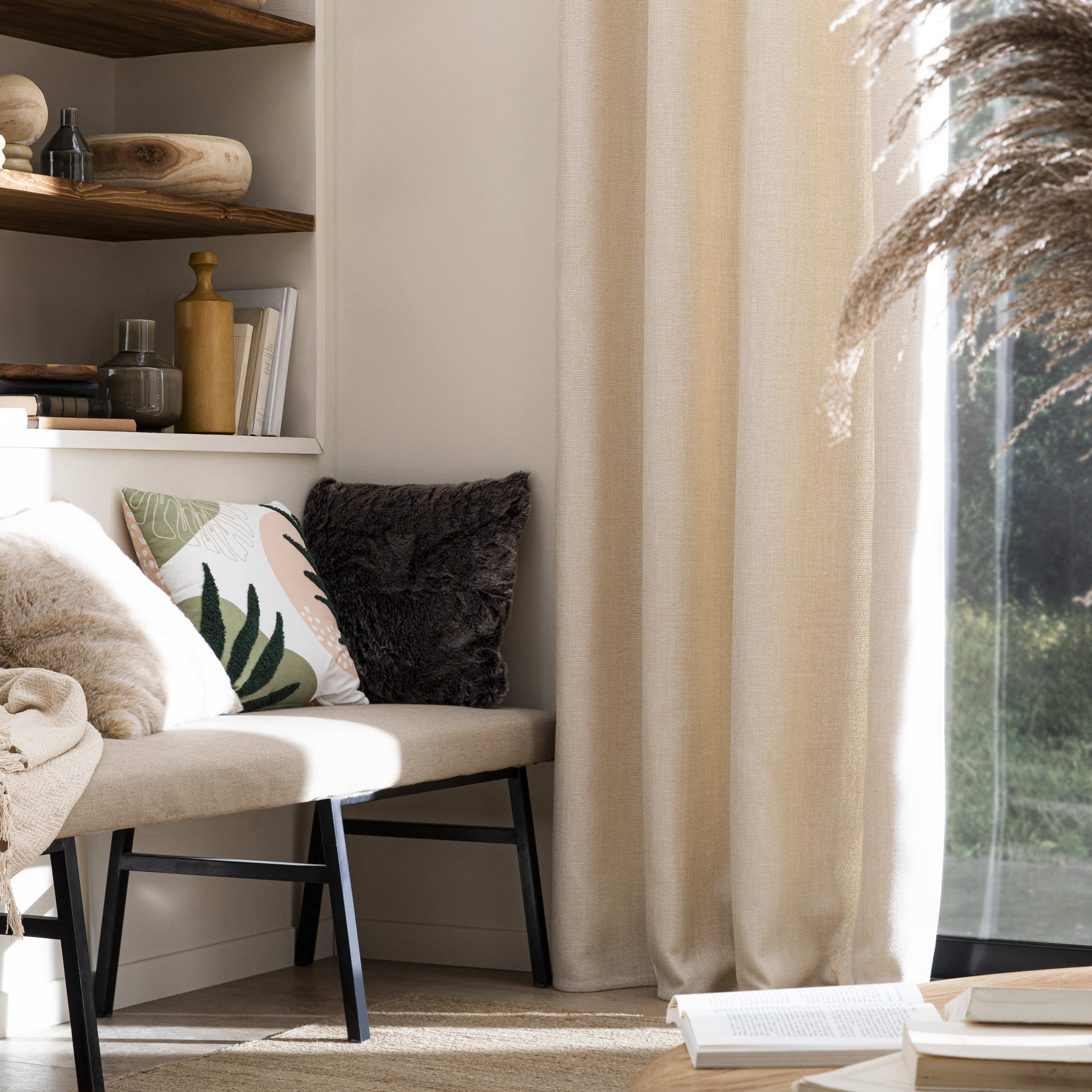 Rideau tamisant, Tricot, coton, beige H.250 x l.140 cm INSPIRE - 5