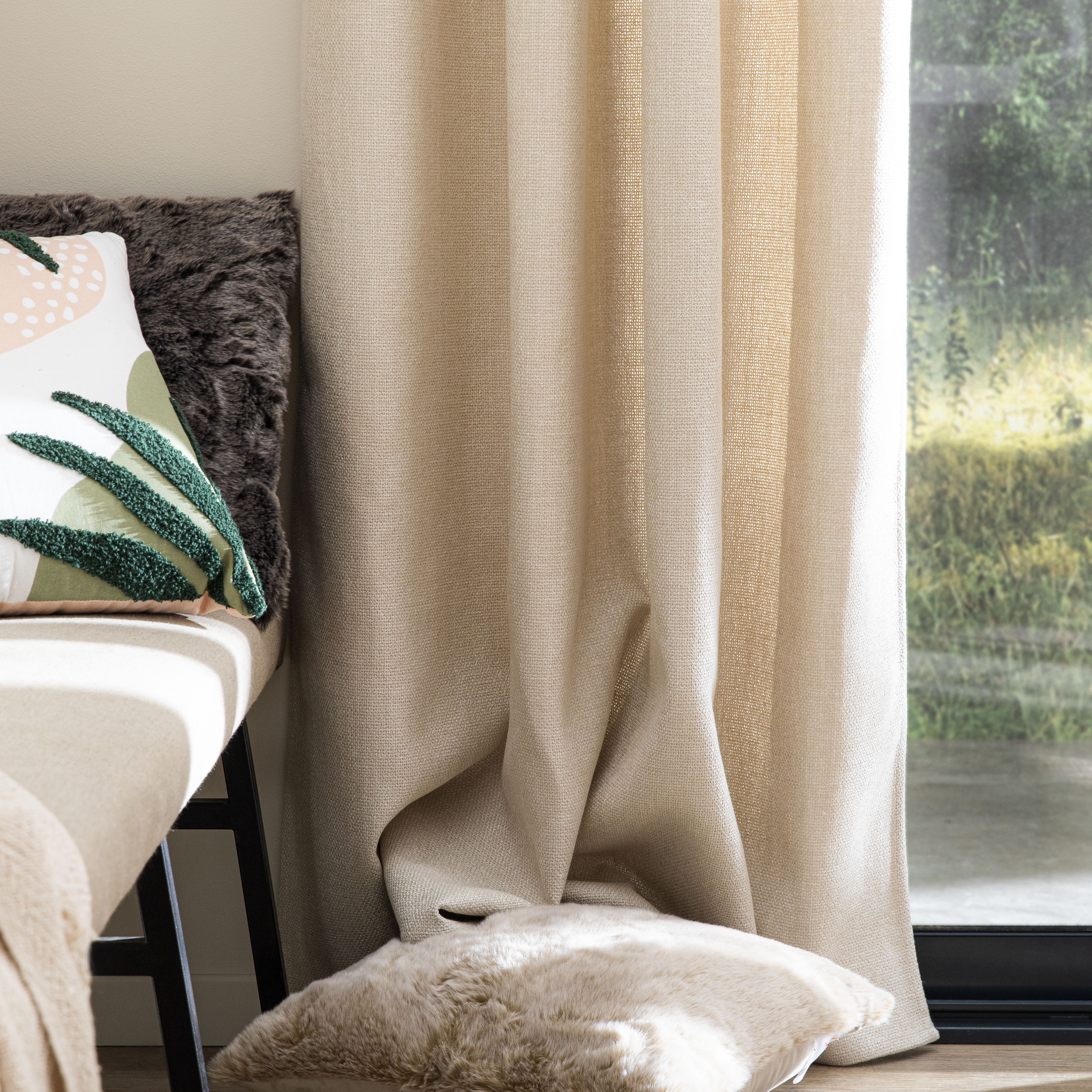 Rideau tamisant, Tricot, coton, beige H.250 x l.140 cm INSPIRE - 6