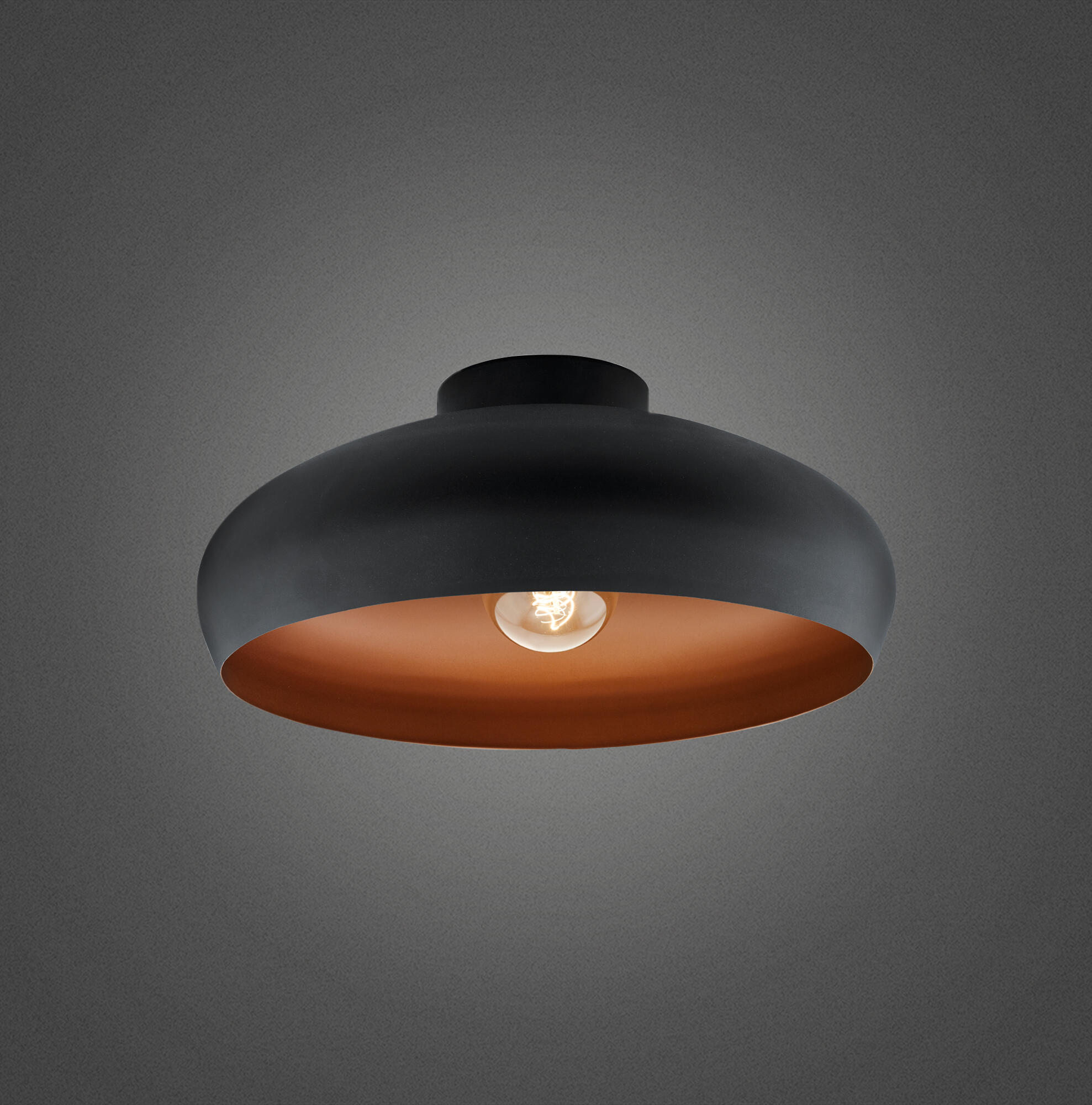Plafon mogano 60w 1l d40 preto/cobre - 2