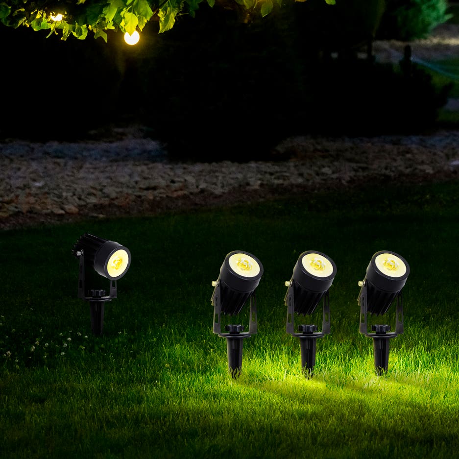 Projetor exterior solar IP44 3000k 4 luzes preto