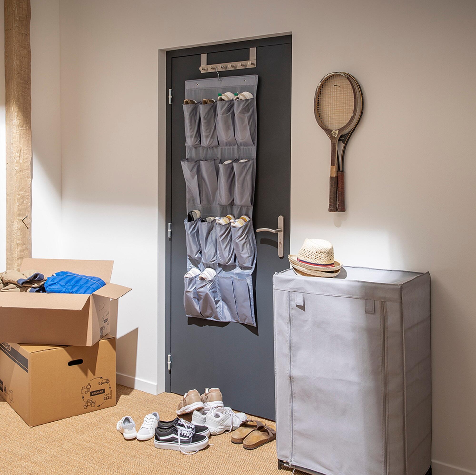 Sapateira em tecido cinza 15 pares 90x60x35 cm Spaceo - 17