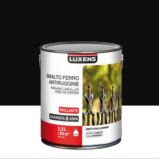 Vernice da esterno antiruggine per ferro LUXENS nero lucido, 2.5 l