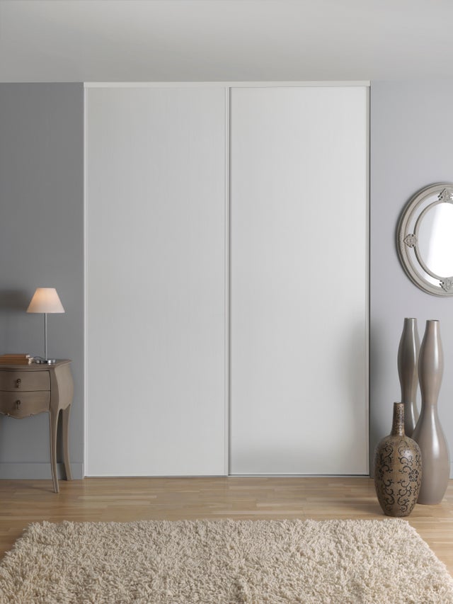 Kit 2 portas de correr roupeiro com calhas branco 60x250 cm Premier