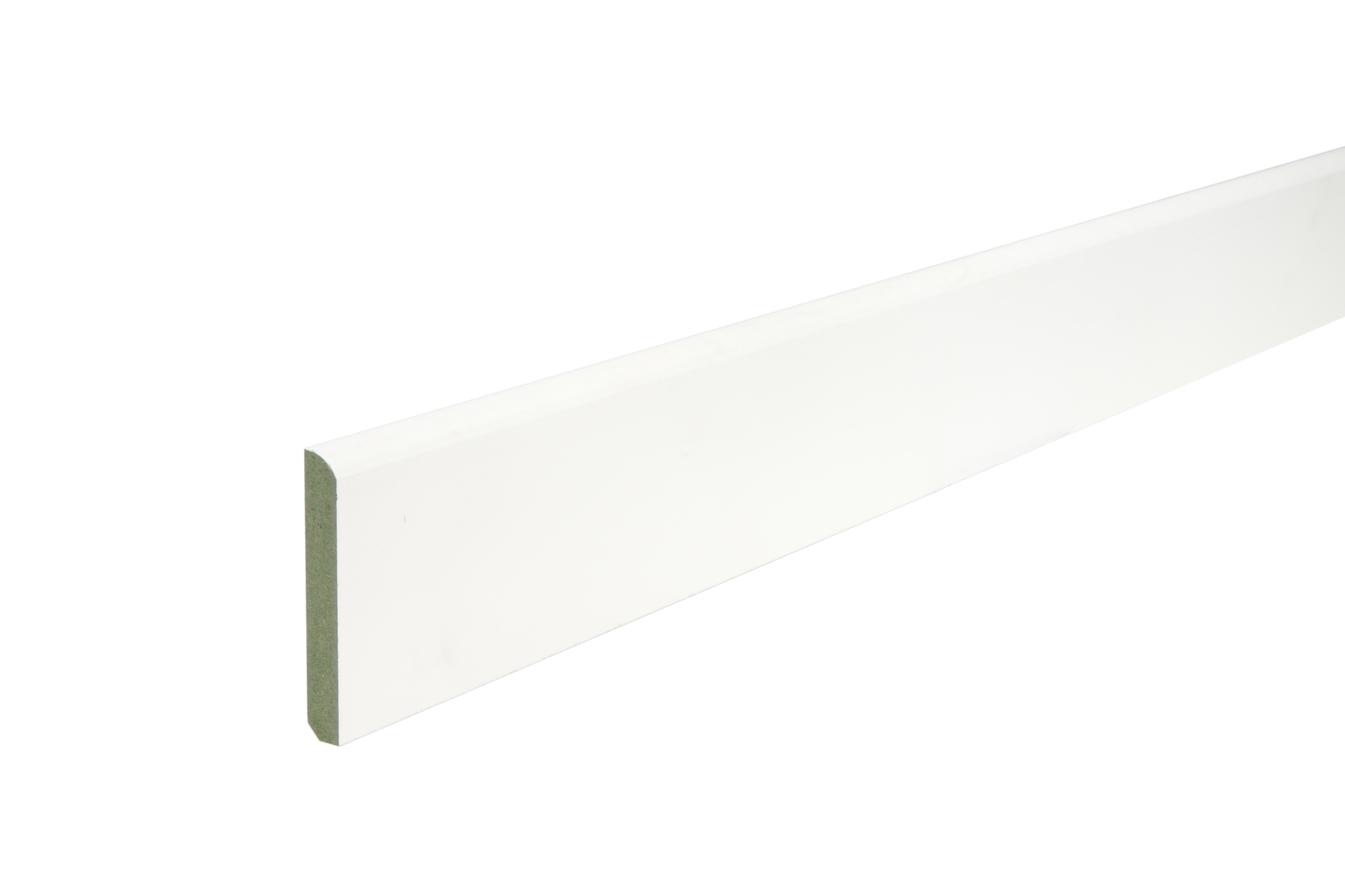 Plinthe médium (MDF) arrondie prépeint blanc, 16 x 148 mm, L.2.44 m - 2