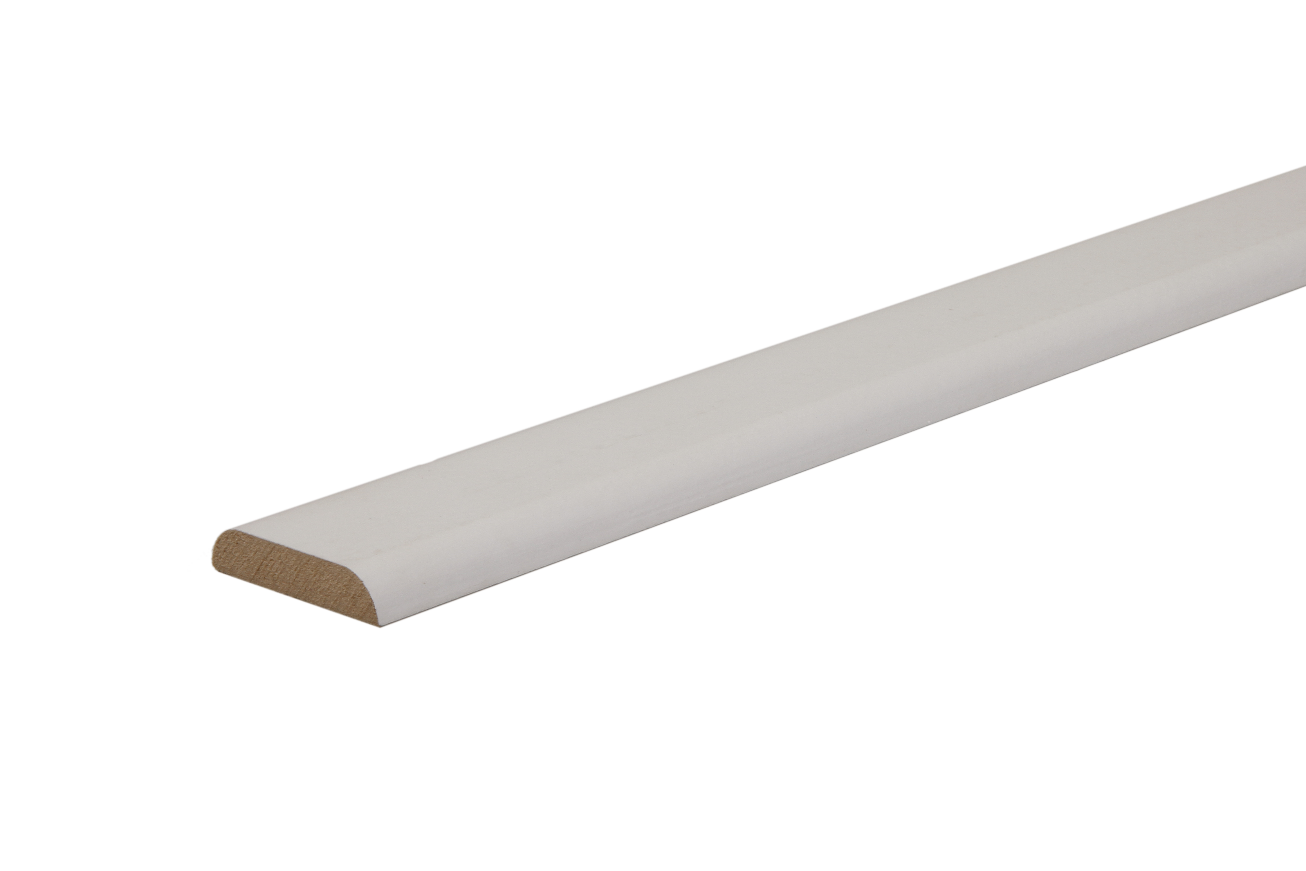 Champlat médium (MDF) 2 arrondis blanc, 4 x 28 mm, L. 2.44 m - 3