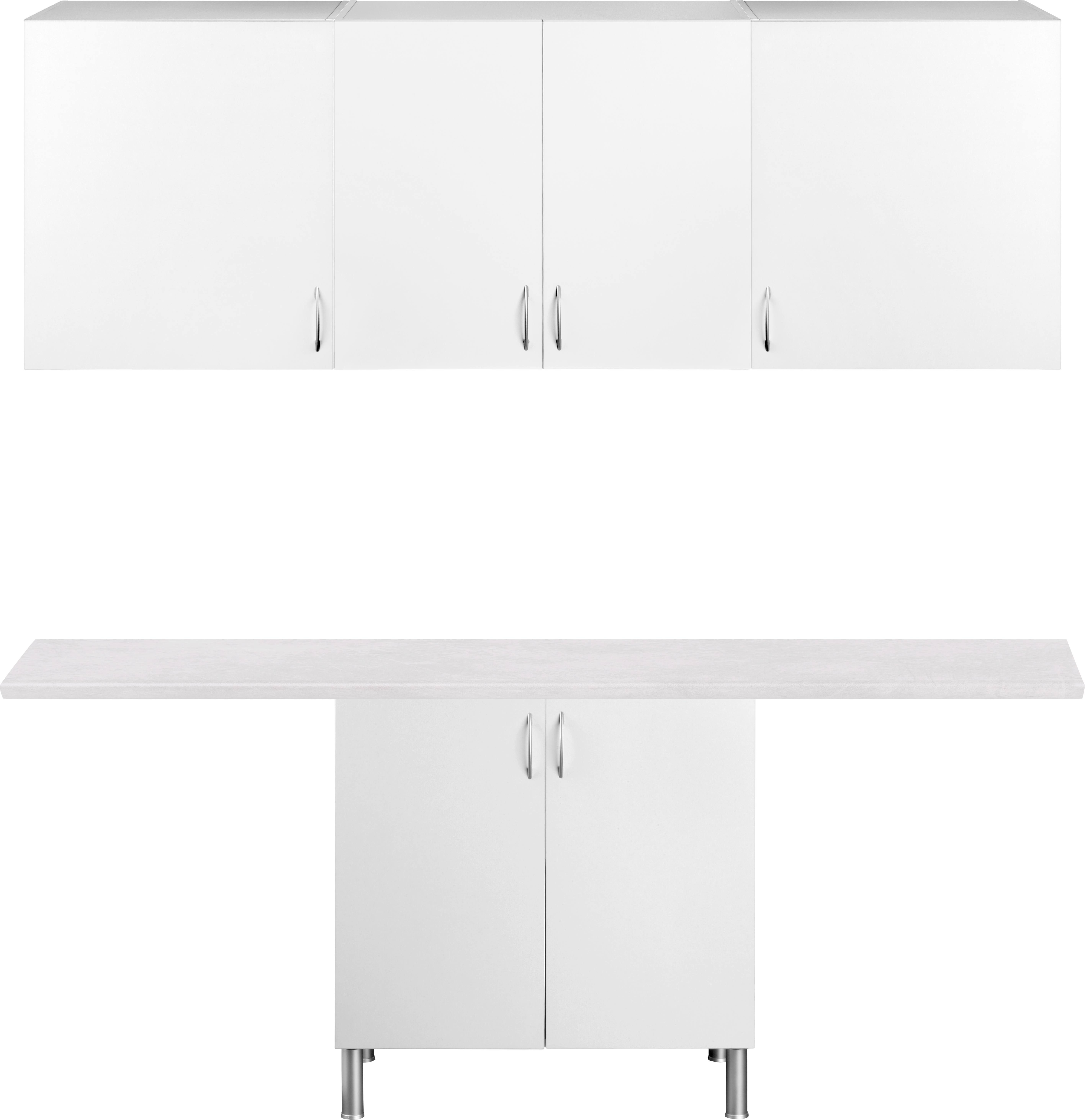 Mueble lavadero en kit basic new blanco 200cm con 3 muebles altos y 1 bajo