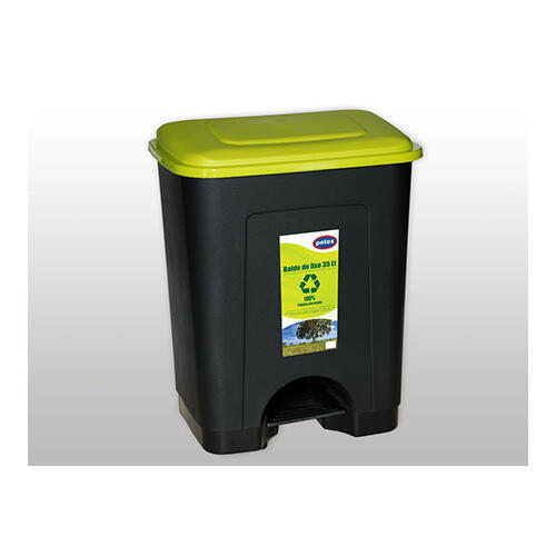 Balde de lixo com pedal 35 L preto e verde - 2