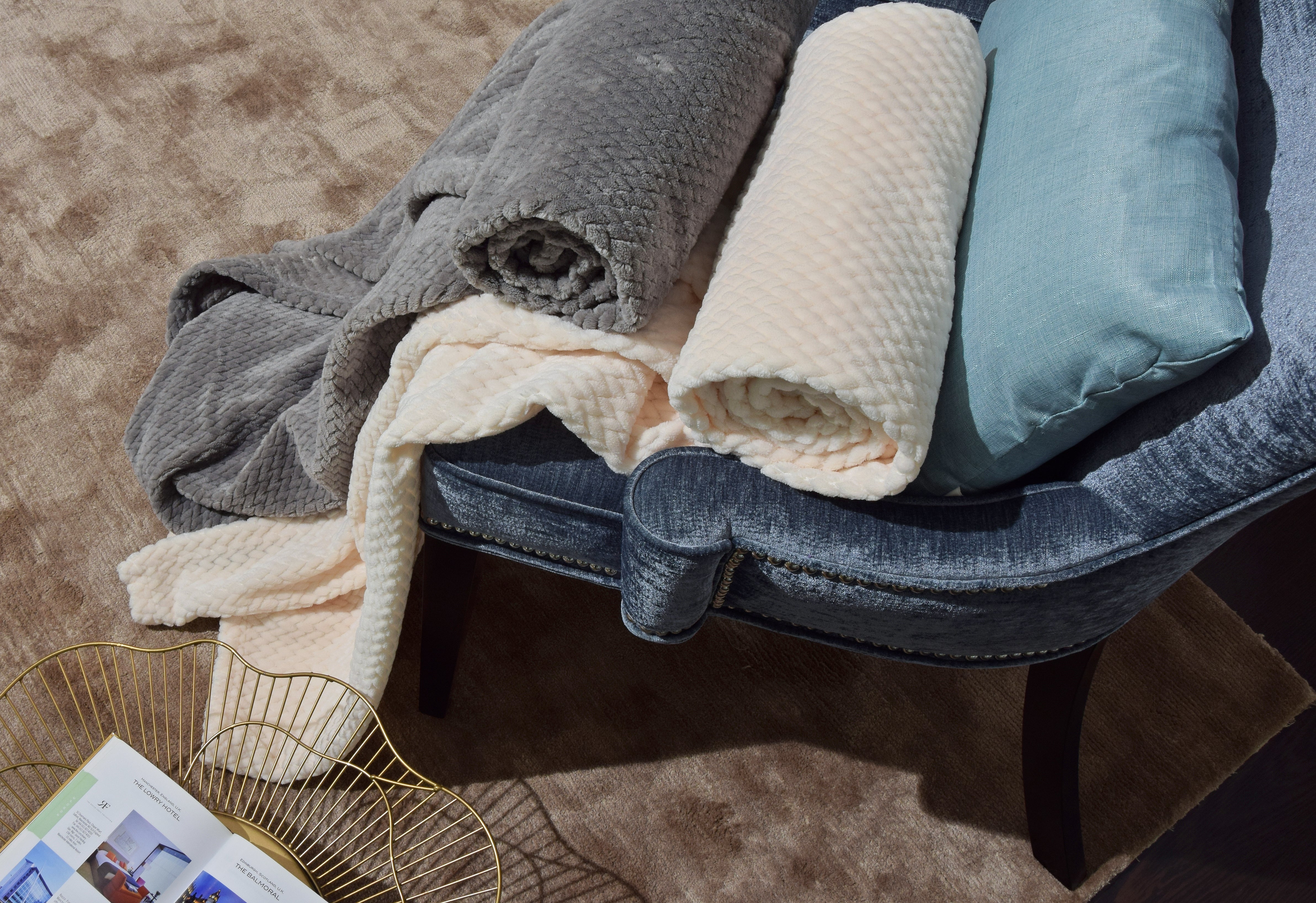 Manta HARYANA 130X170CM CINZENTO - 3