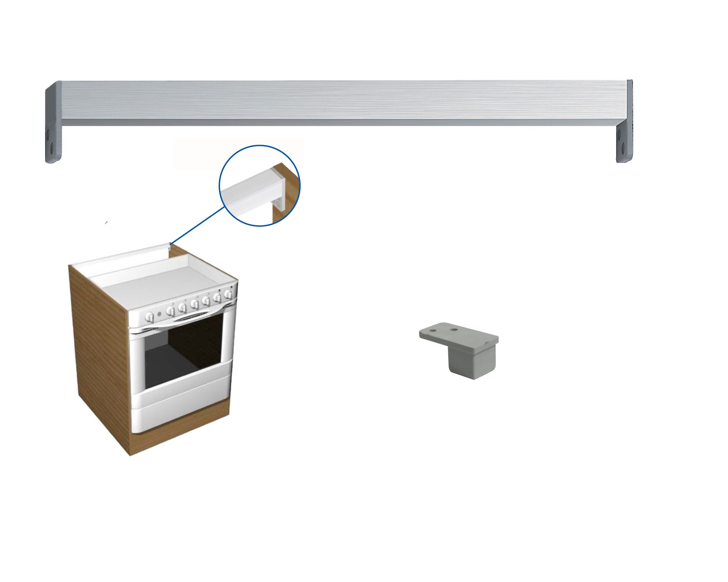 Barra de reforço para móvel de 120 cm alumínio Interfer - 3