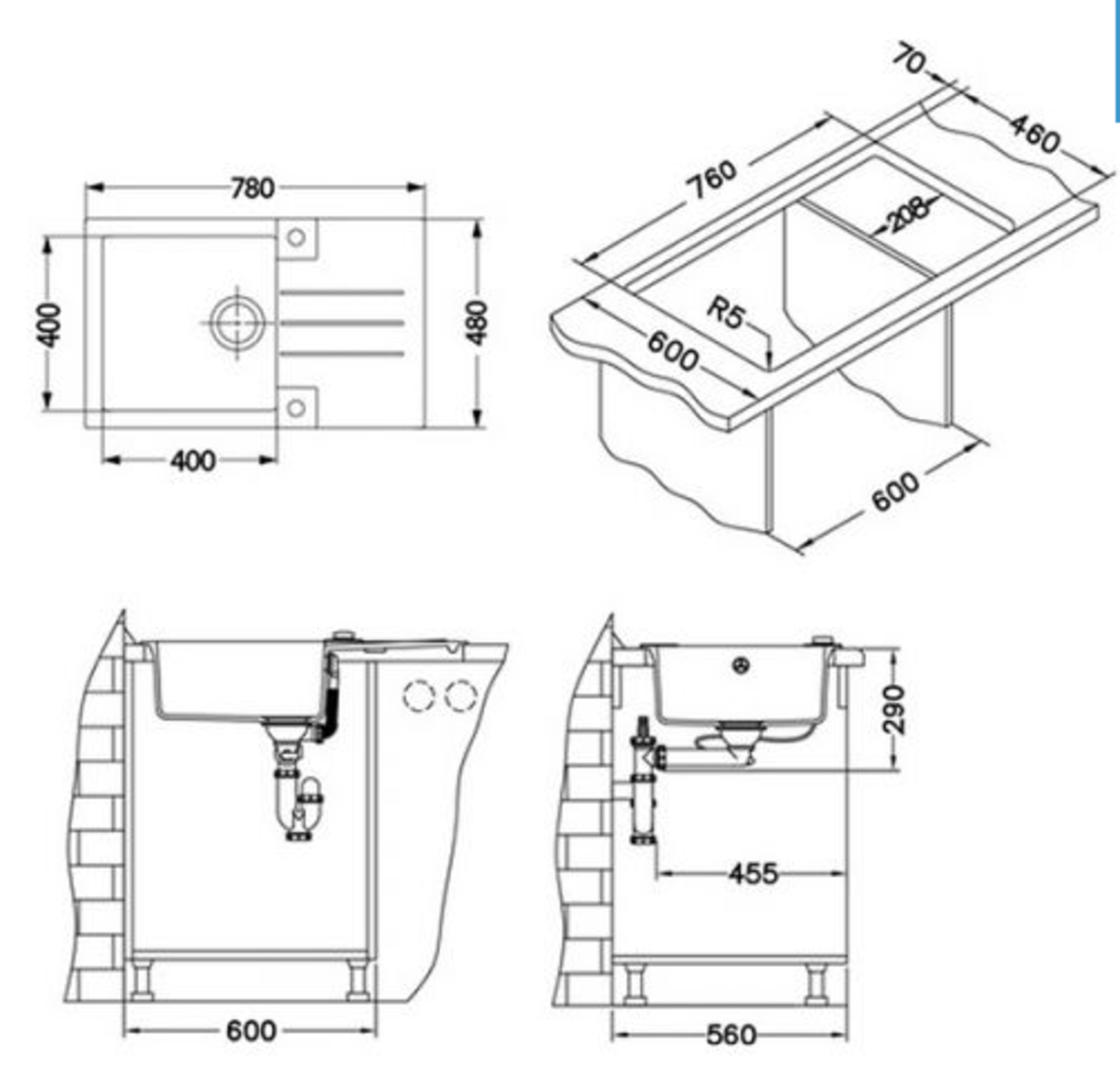 Lava-louça ALVEUS ARTIC 78X48CM - 5
