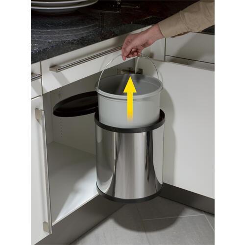 Balde de lixo extraível Hailo 15 L inox e plástico - 20