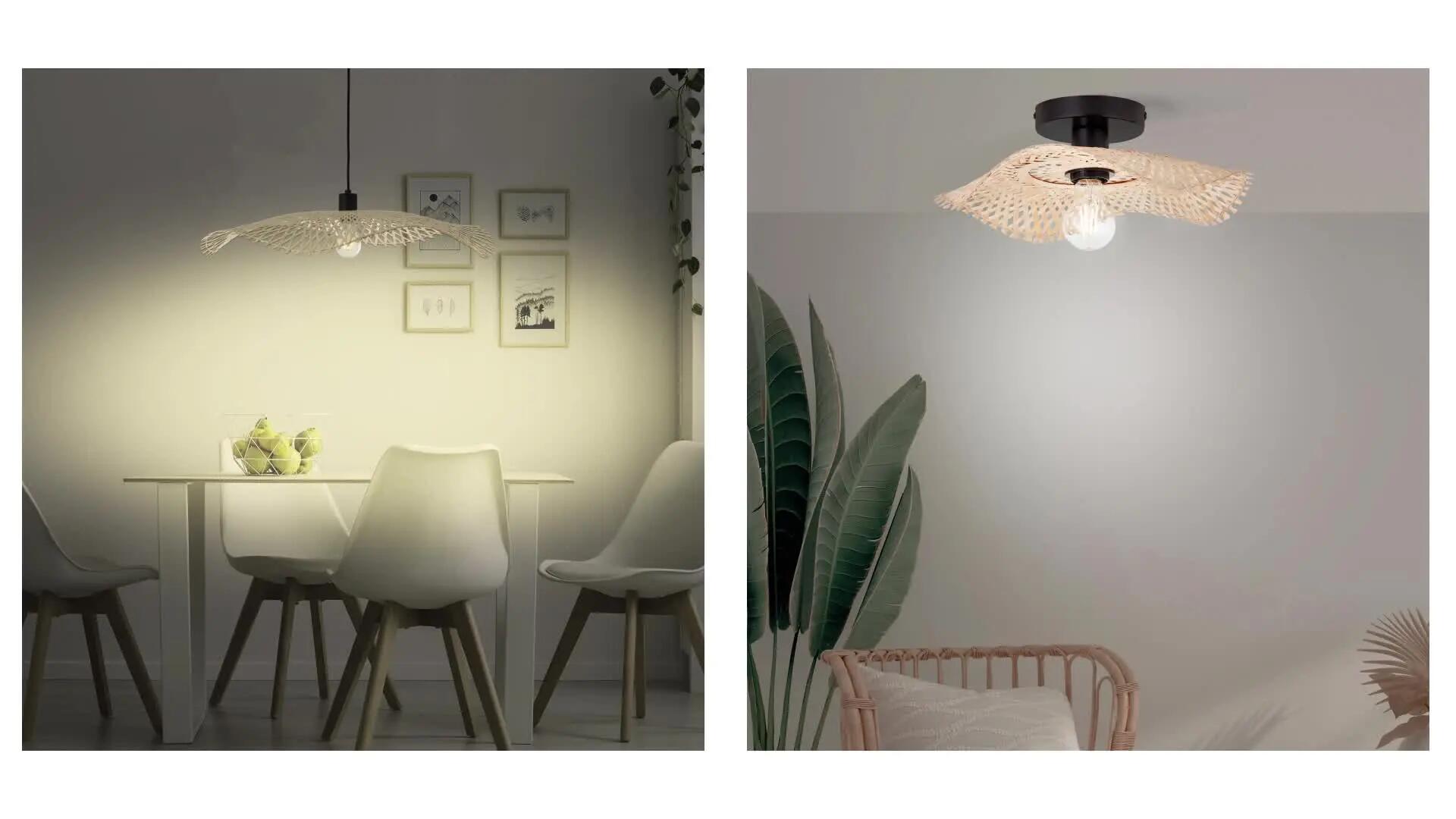 Candeeiro de teto suspenso E27 d 70 cm 1 luz bambo natural Inspire Pizzi - 3