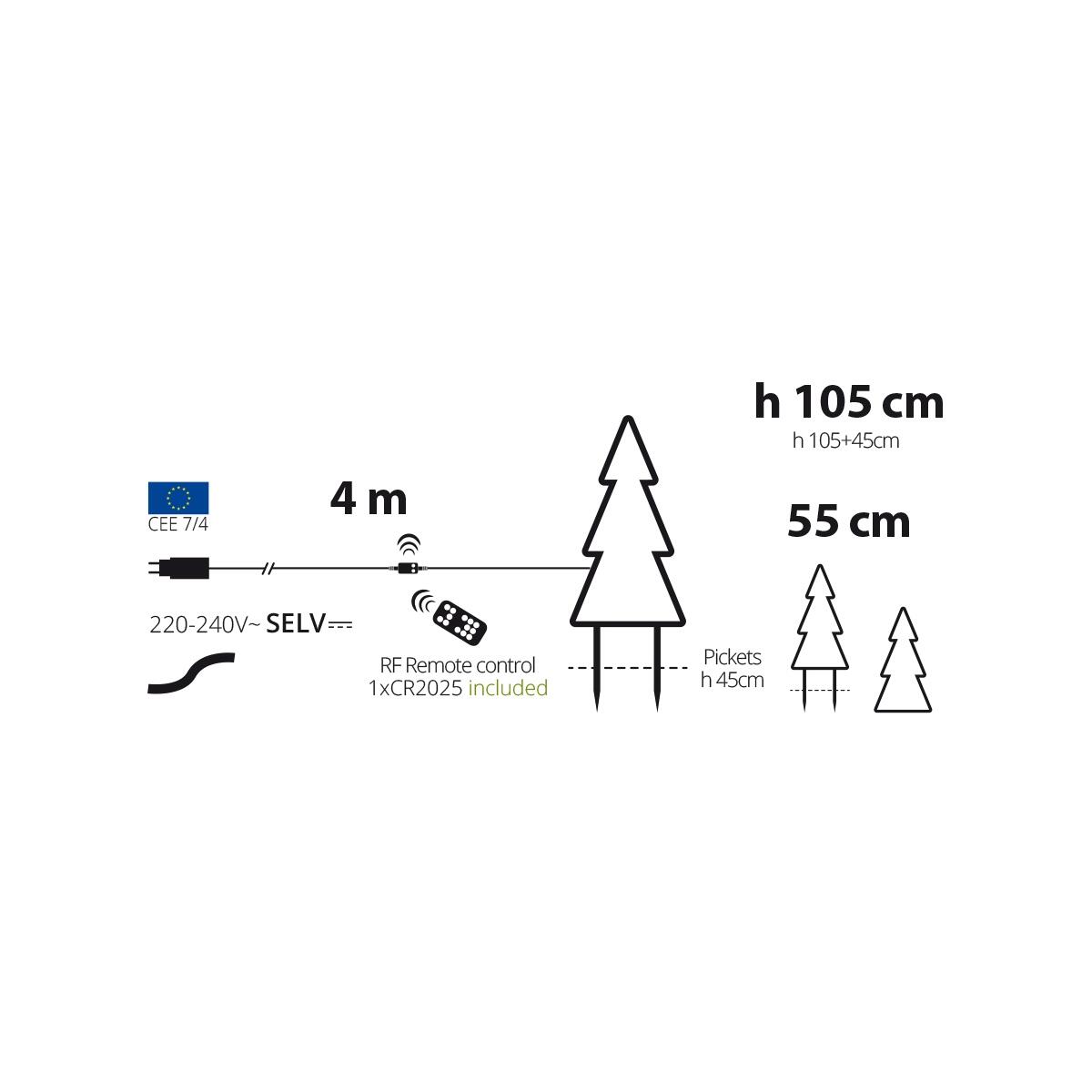 Albero luminoso 110 lampadine led multicolore L 1.2 m x H 105 cm - 8