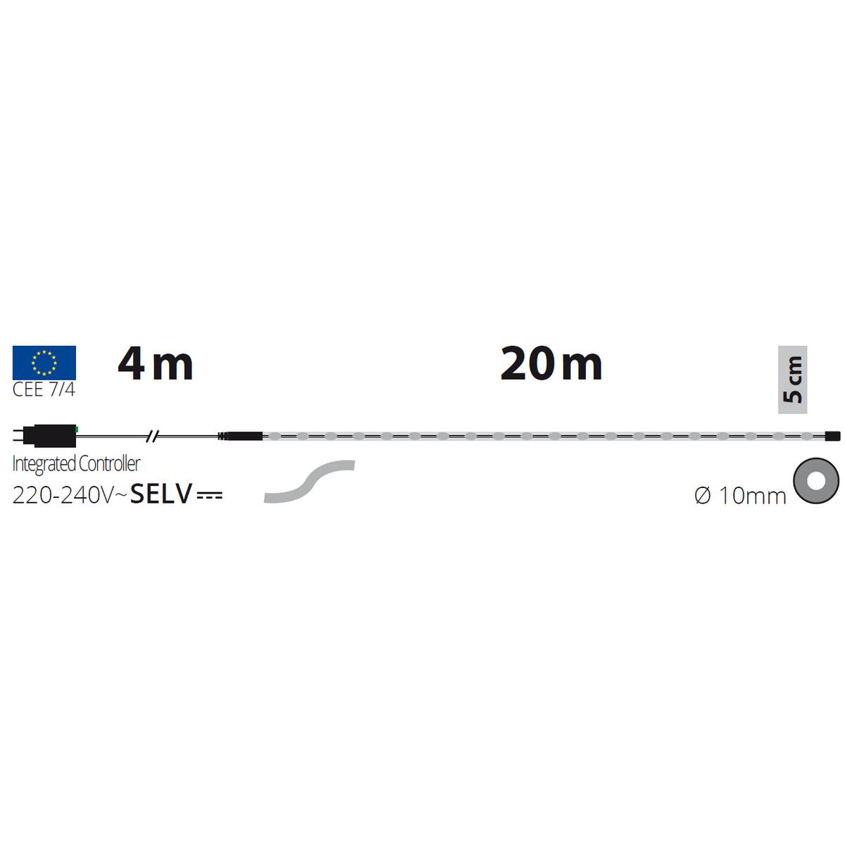 Tubo di luce a led 400 lampadine LED multicolore 20 m programmabile - 2