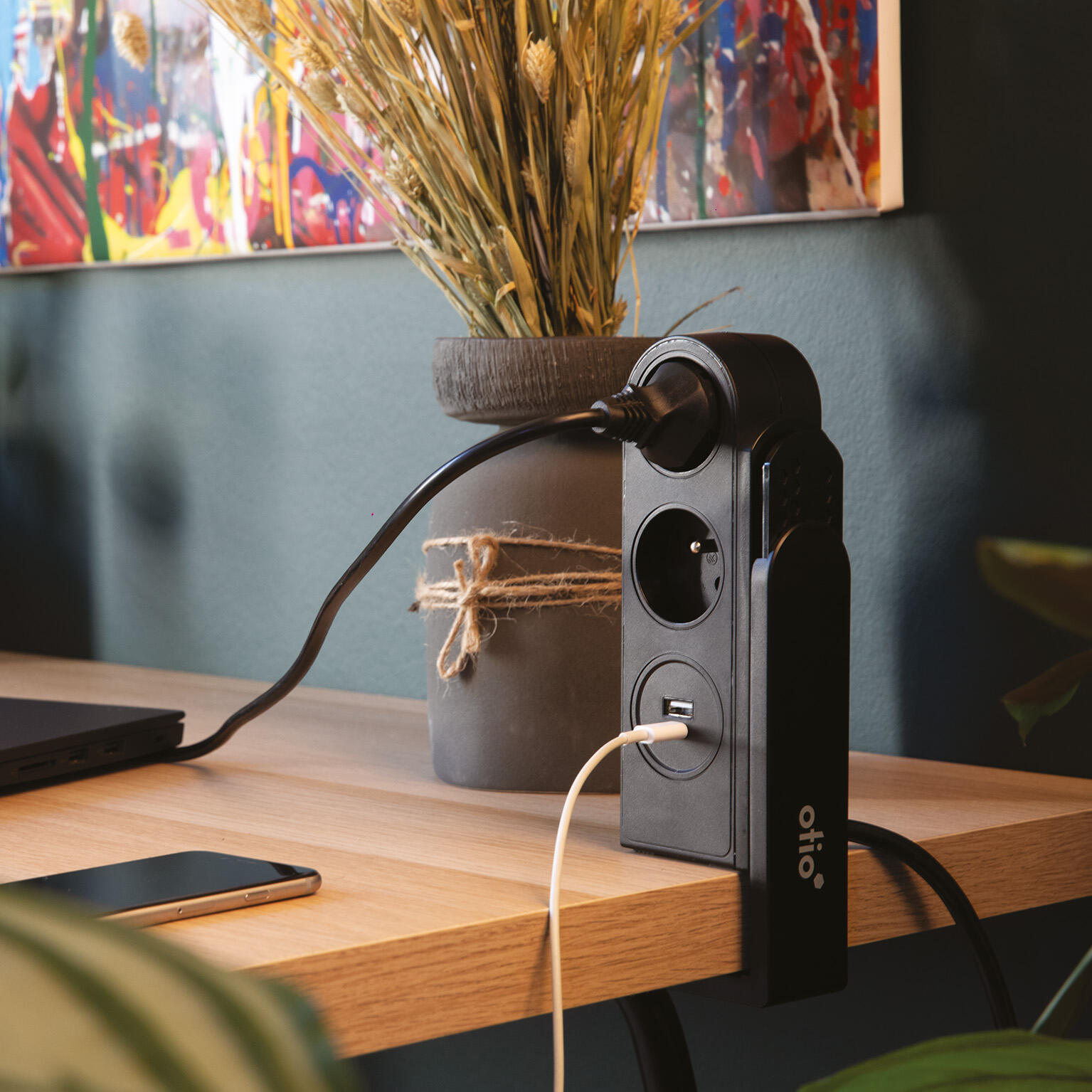 Multiprise clipsable USB, 2 prises noir OTIO - 2