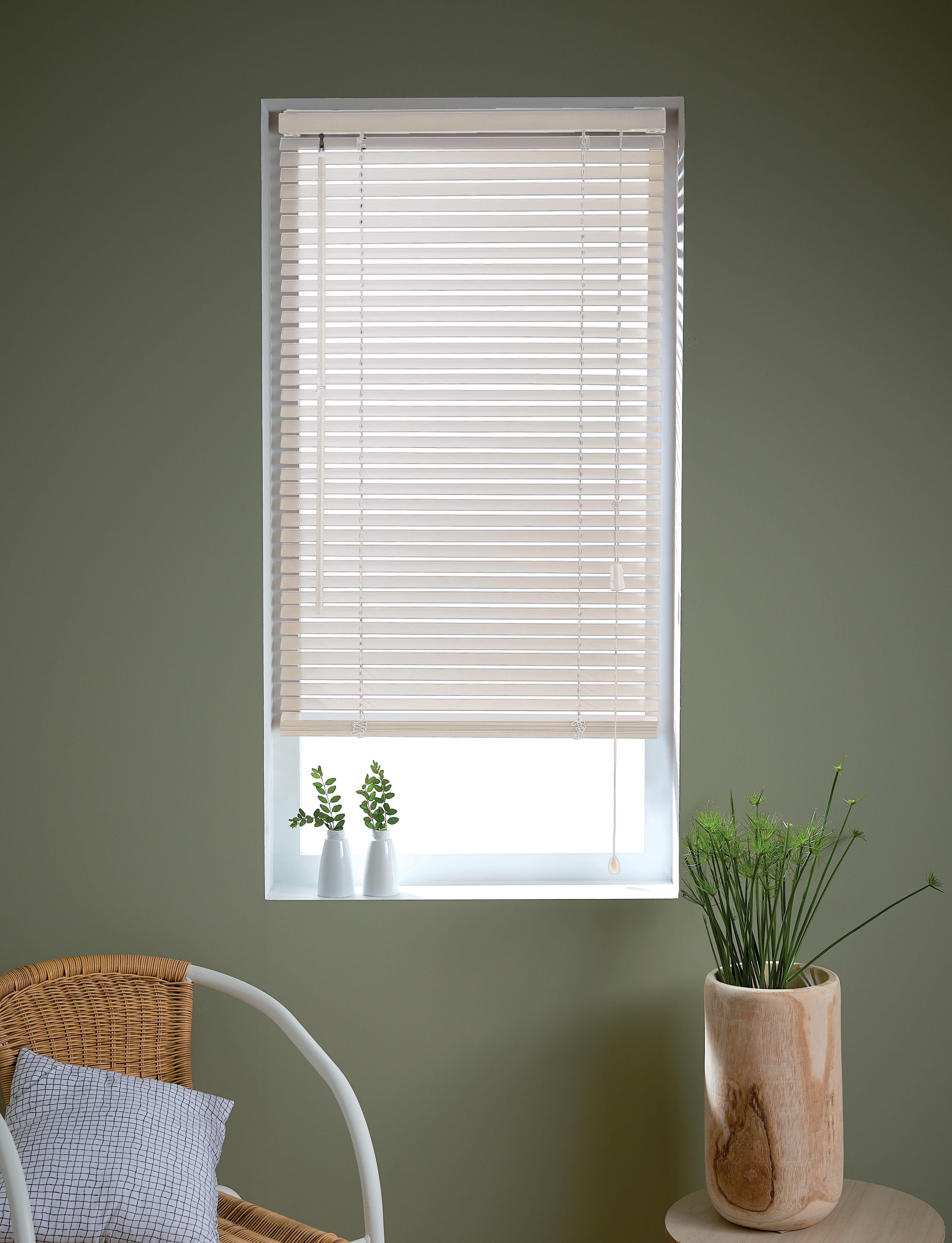 Estor veneciana de madera 27 mm white 0 blanca de 120 x 150 cm