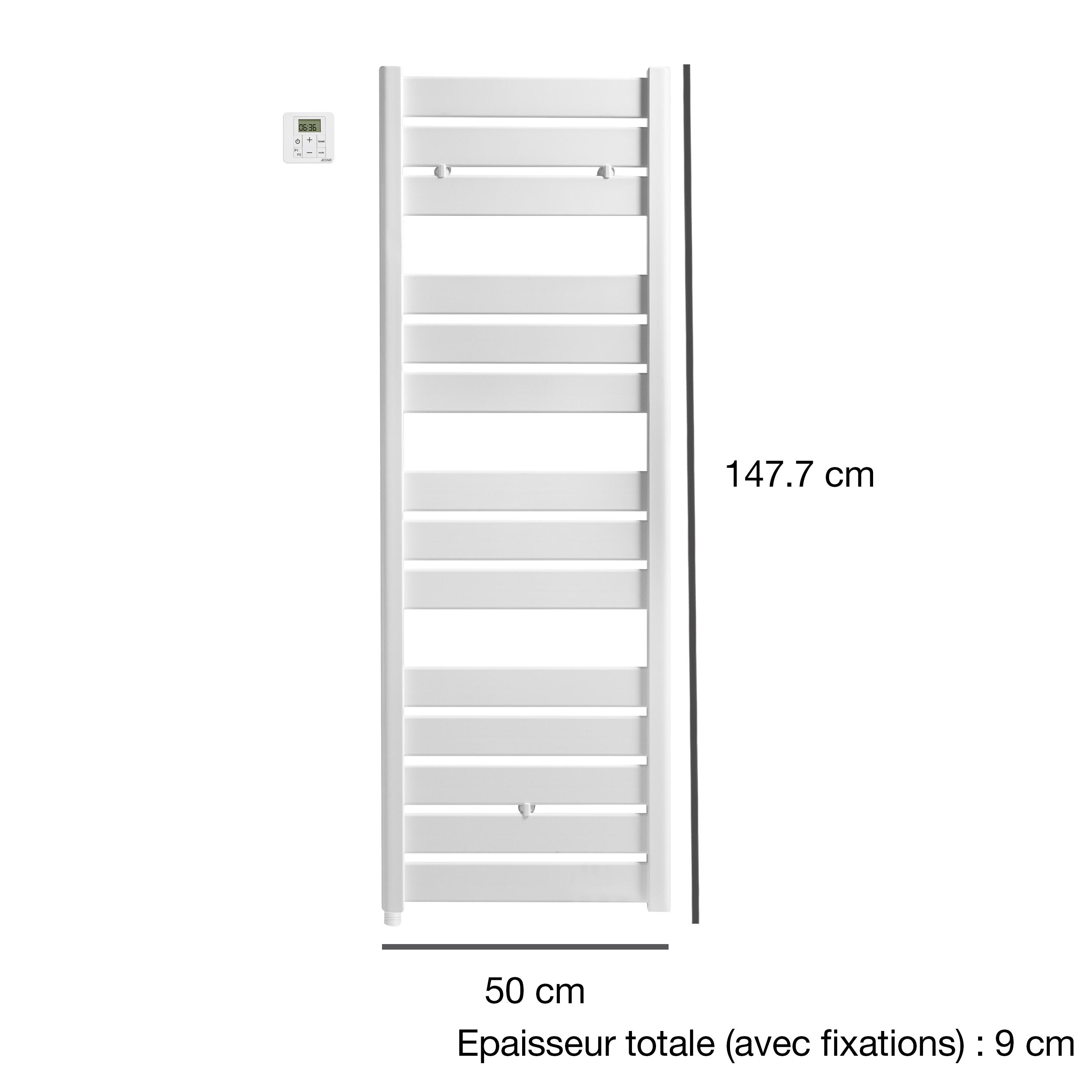 Sèche-serviettes électrique à inertie fluide ACOVA 750W, H147.7 x l50 cm Madras  - 4
