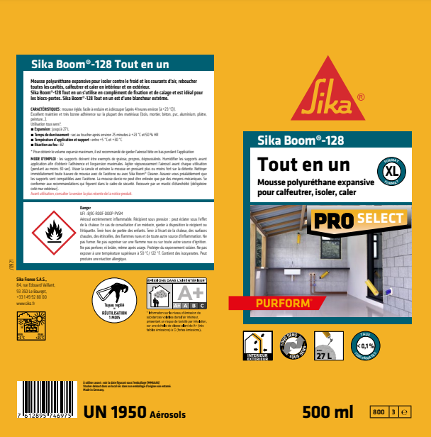 Mousse expansive multi-usages SIKA, Sika Boom 128, blanc 500ml - 11