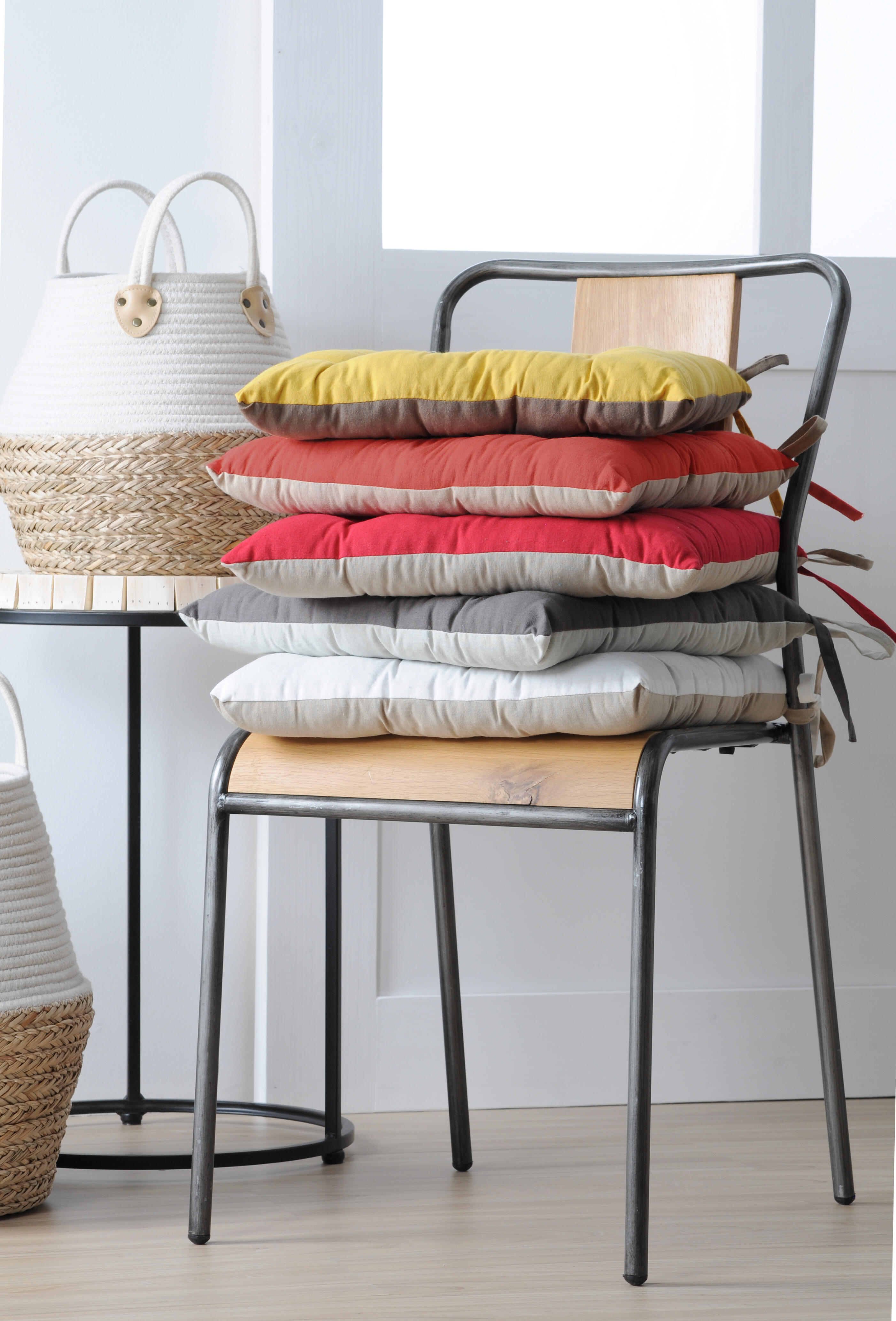 Coussin de chaise Duo coton, beige, l.40 x L.40 cm - 3