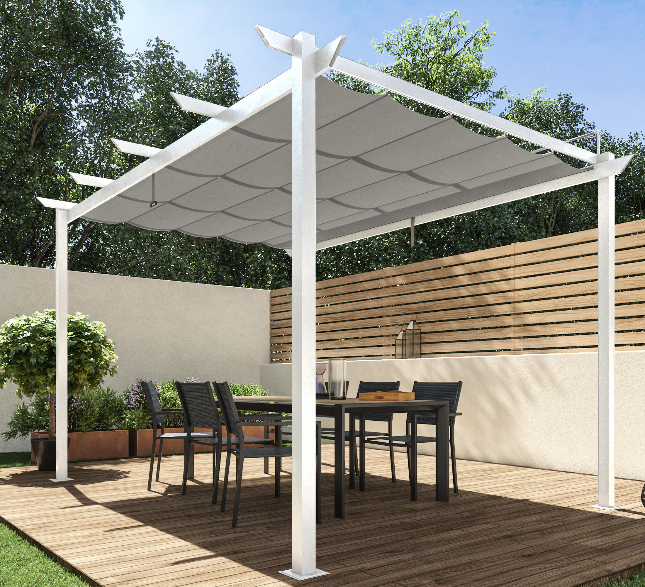 Pergola in alluminio bianca copertura mobile 3x4 m - Omega NATERIAL - 7