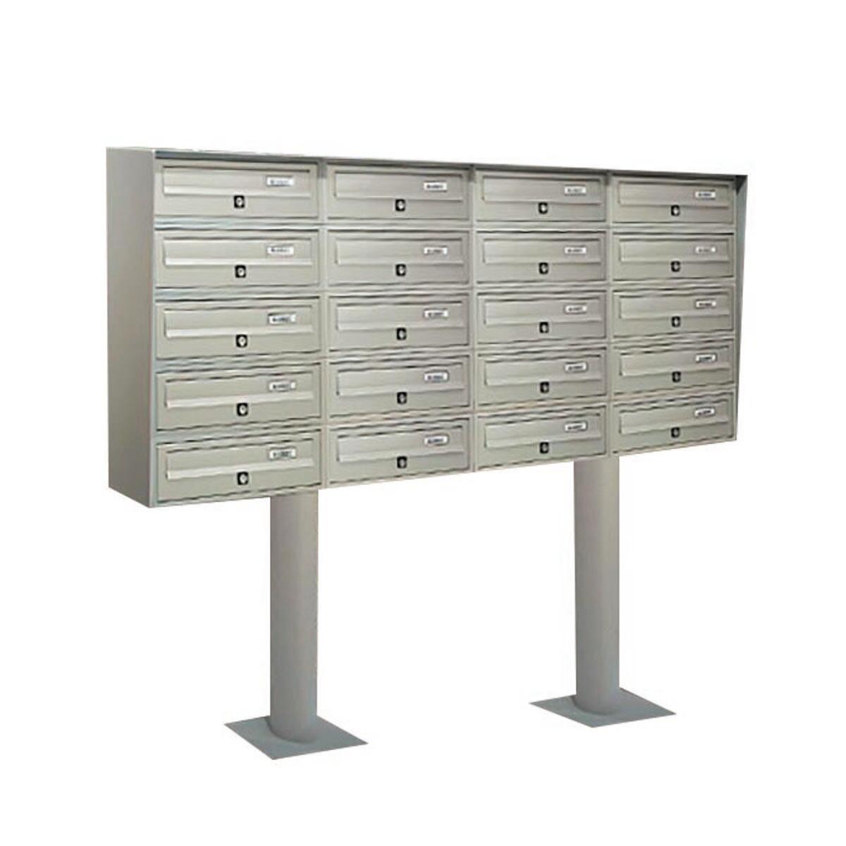 Casellario postale condominiale ALUBOX  Slim 20 posti formato rivista in alluminio argento satinato L 154.5 x P 30 x H 63 cm - 2