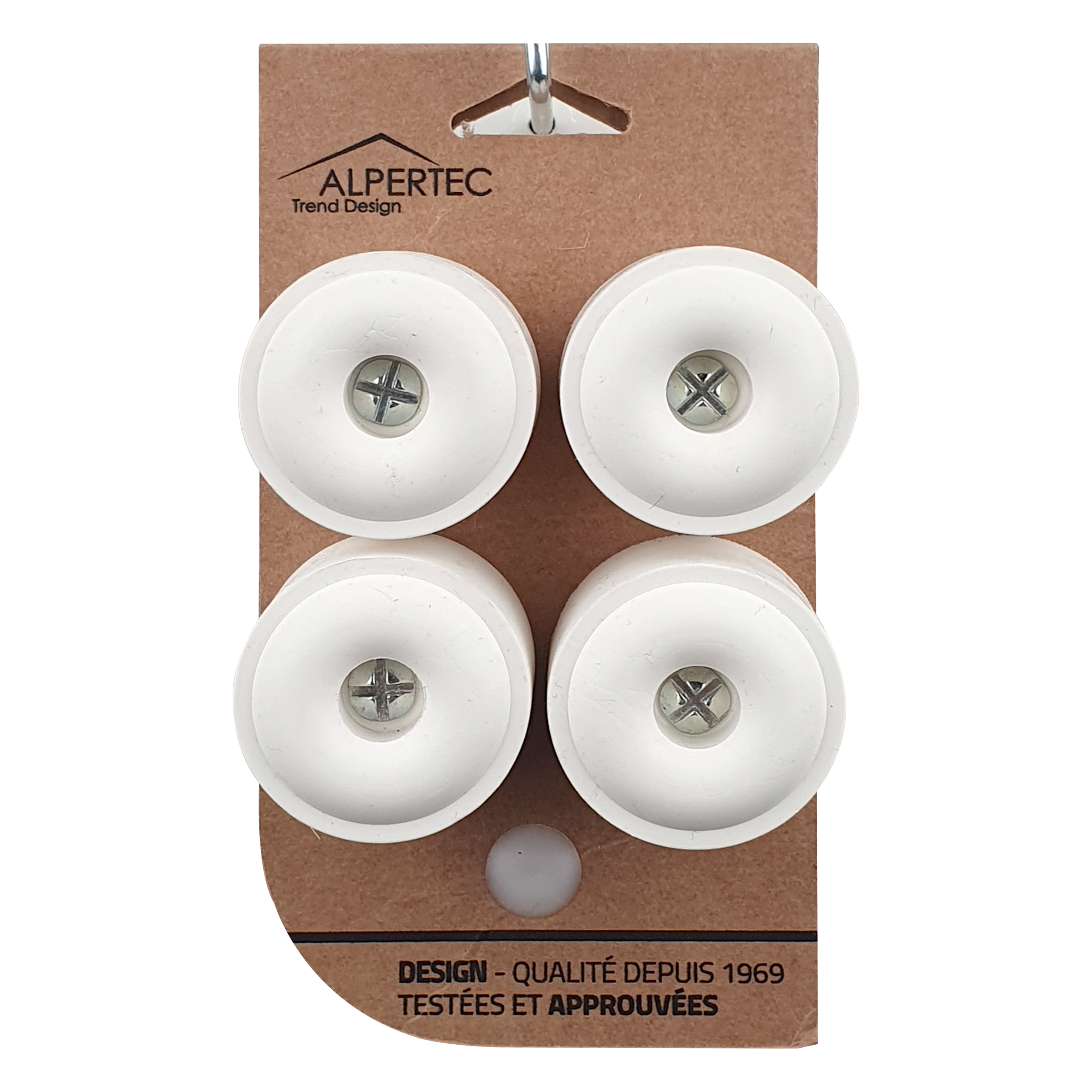 Lot de 4 butées de porte à visser caoutchouc ALPERTEC blanc, ⌀4 x H.2.5 cm - 5