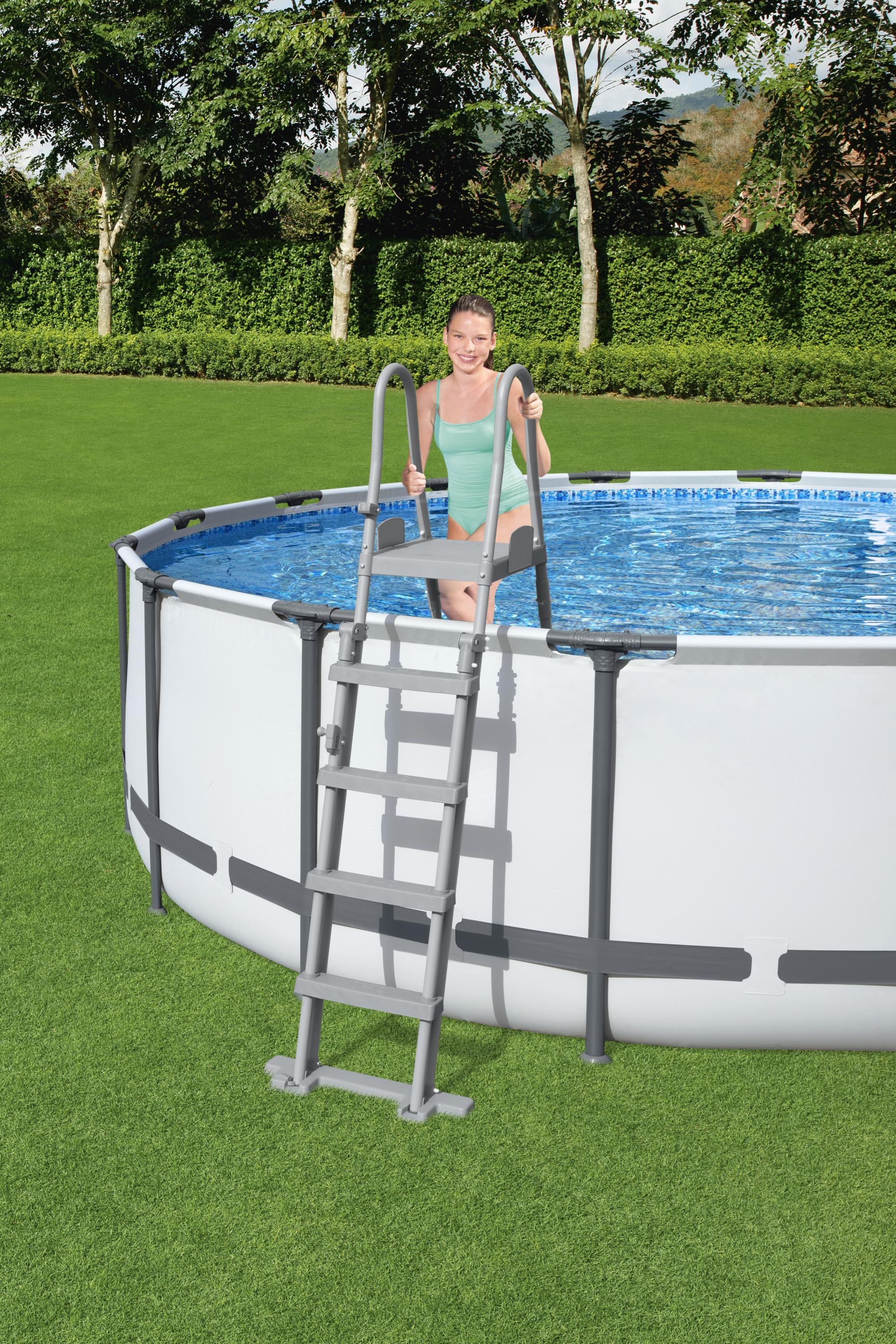 Echelle de sécurité avec plateforme, 2x4 marches, pour piscines de 132cm de haut - 3
