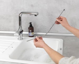 Brosse à Pailles Réutilisable En Silicone (Lot De 2) - Taille 6mm Et 9mm, Grise, Pour Pailles Verre/métal