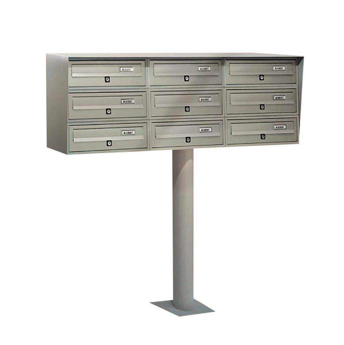 Casellario postale condominiale ALUBOX  Slim 9 posti formato rivista in alluminio argento satinato L 116 x P 30 x H 38 cm - 2