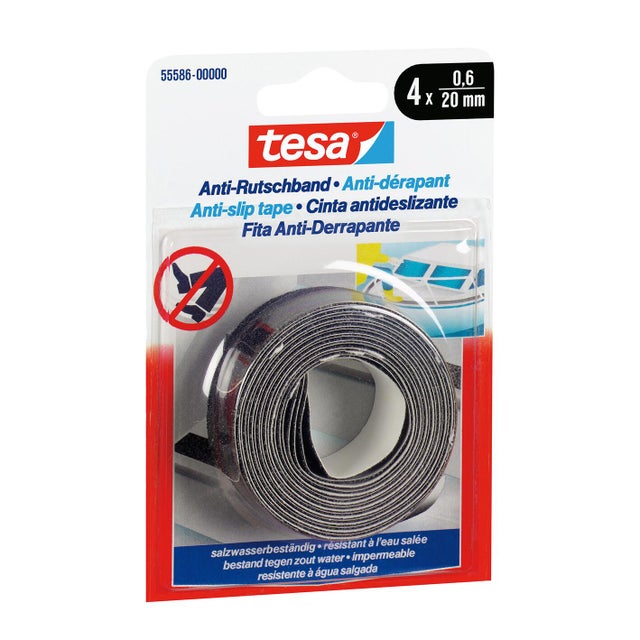 Nastro adesivo TESA antisdrucciolo per fissaggio antiscivolo nero H 20 mm x L 0.6 m, 4 pezzi