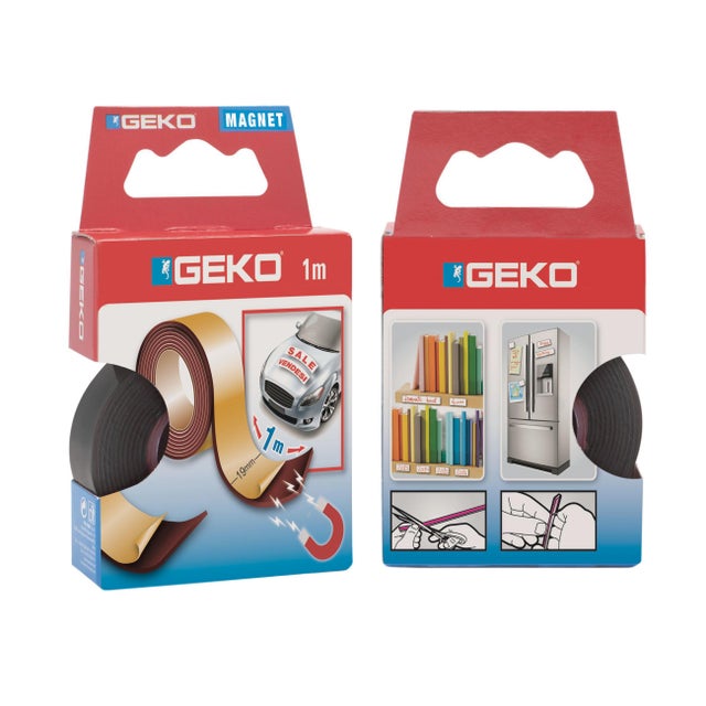 Nastro adesivo, GEKO MAGNET per fissaggio, magnetico nero H 19 mm x L 1 mt