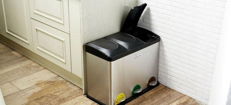 Cubo de reciclaje ecológico 30 litros de 2 compartimentos, reciclaje de  basura / cubos de reciclaje, Gran Capacidad, para Papel, Vidrio y Plástico,  Id - Well-Home