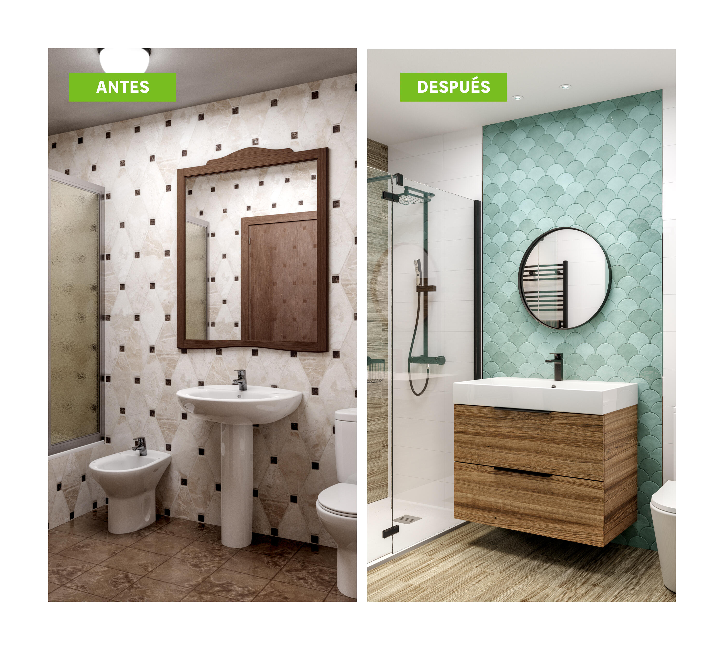 Adelaida Dos grados engranaje Antes y después: baños transformados que te inspirarán | Leroy Merlin